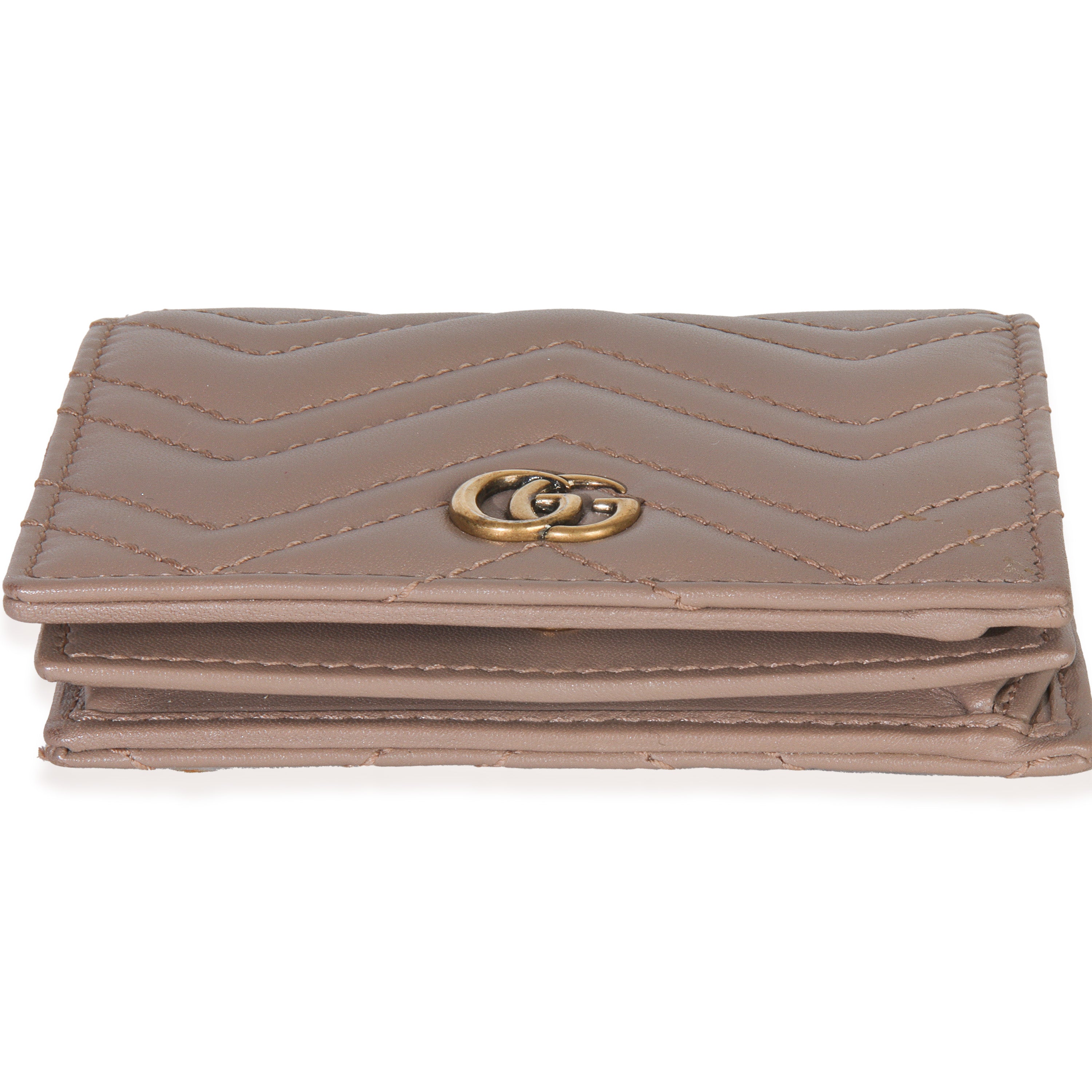 Porcelain Rose Matelasse Calfskin GG Card Case Wallet