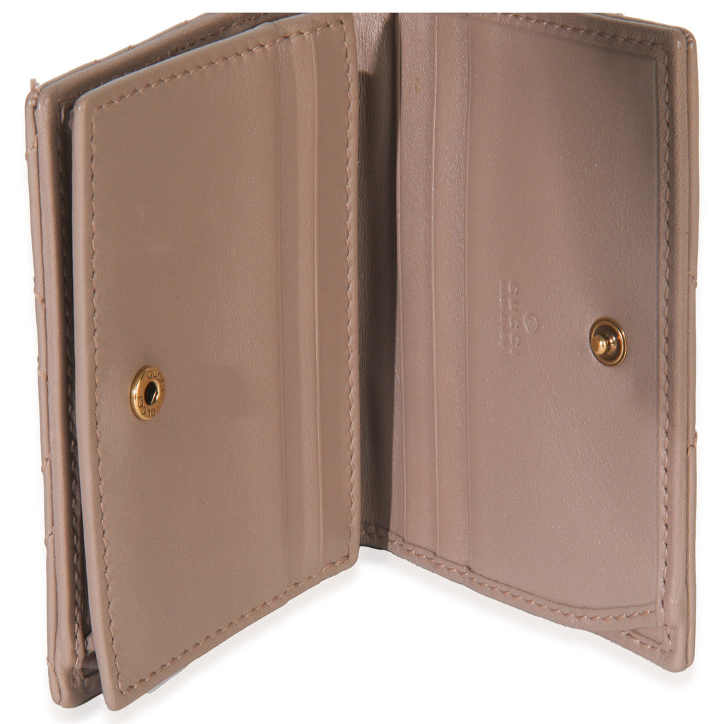 Porcelain Rose Matelasse Calfskin GG Card Case Wallet