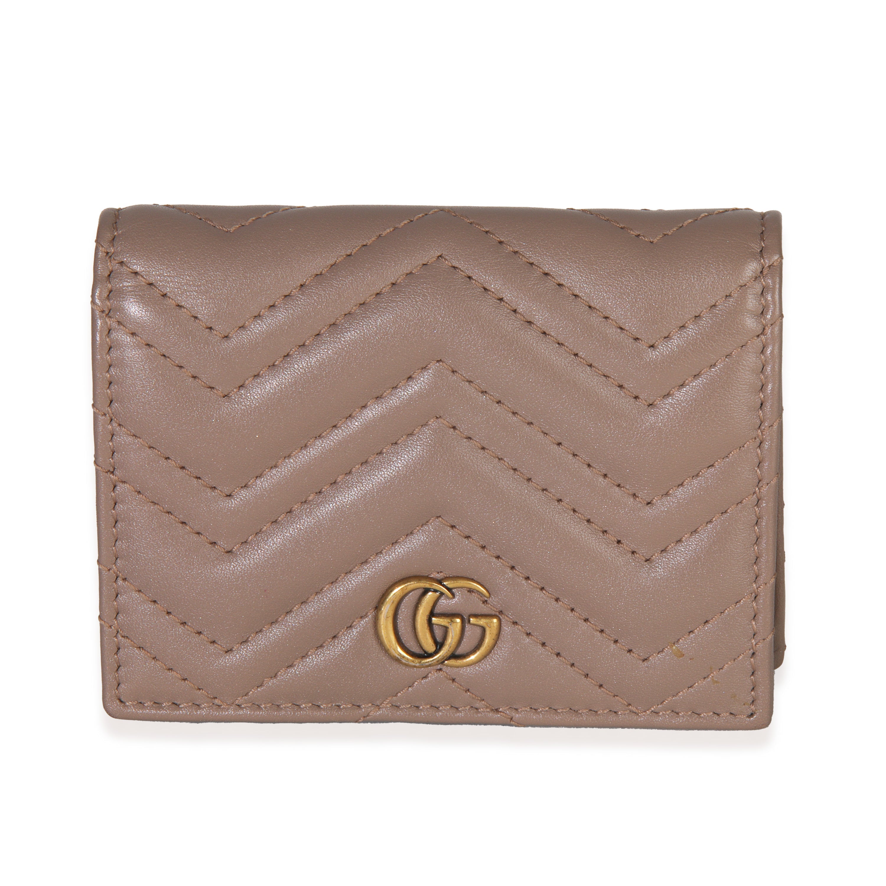 Porcelain Rose Matelasse Calfskin GG Card Case Wallet