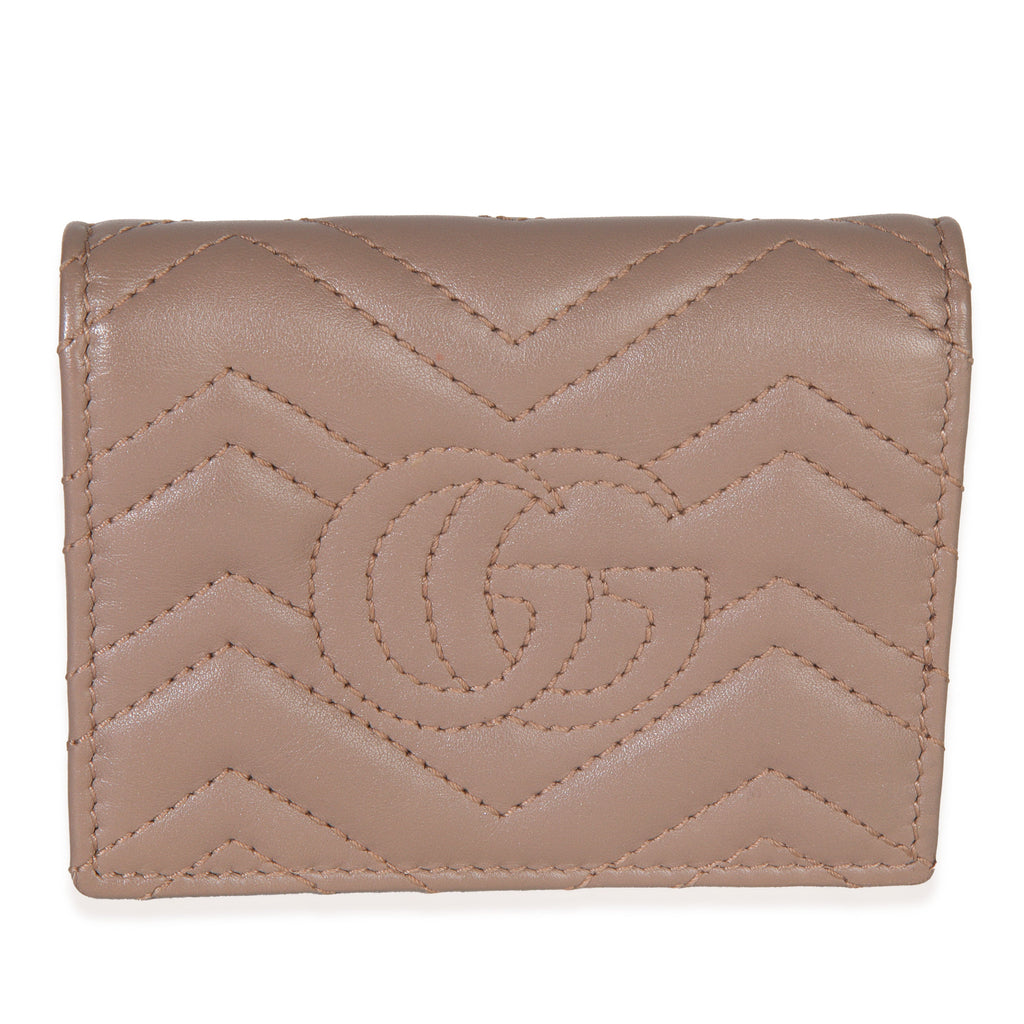 Porcelain Rose Matelasse Calfskin GG Card Case Wallet