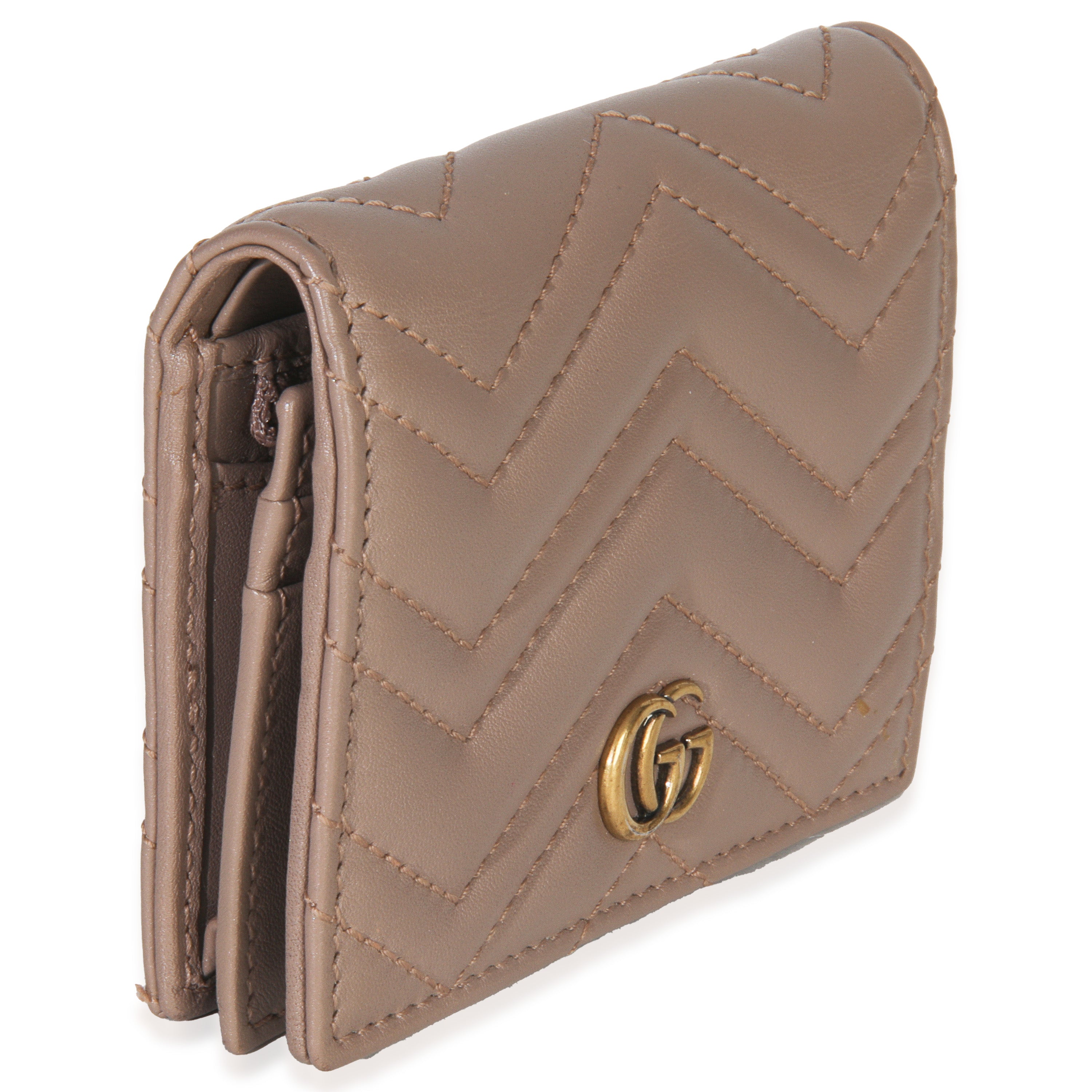 Porcelain Rose Matelasse Calfskin GG Card Case Wallet