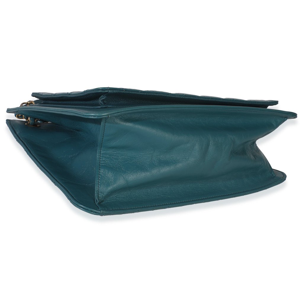 Teal Quilted Calfskin Large Business Affinity Shopping Bag