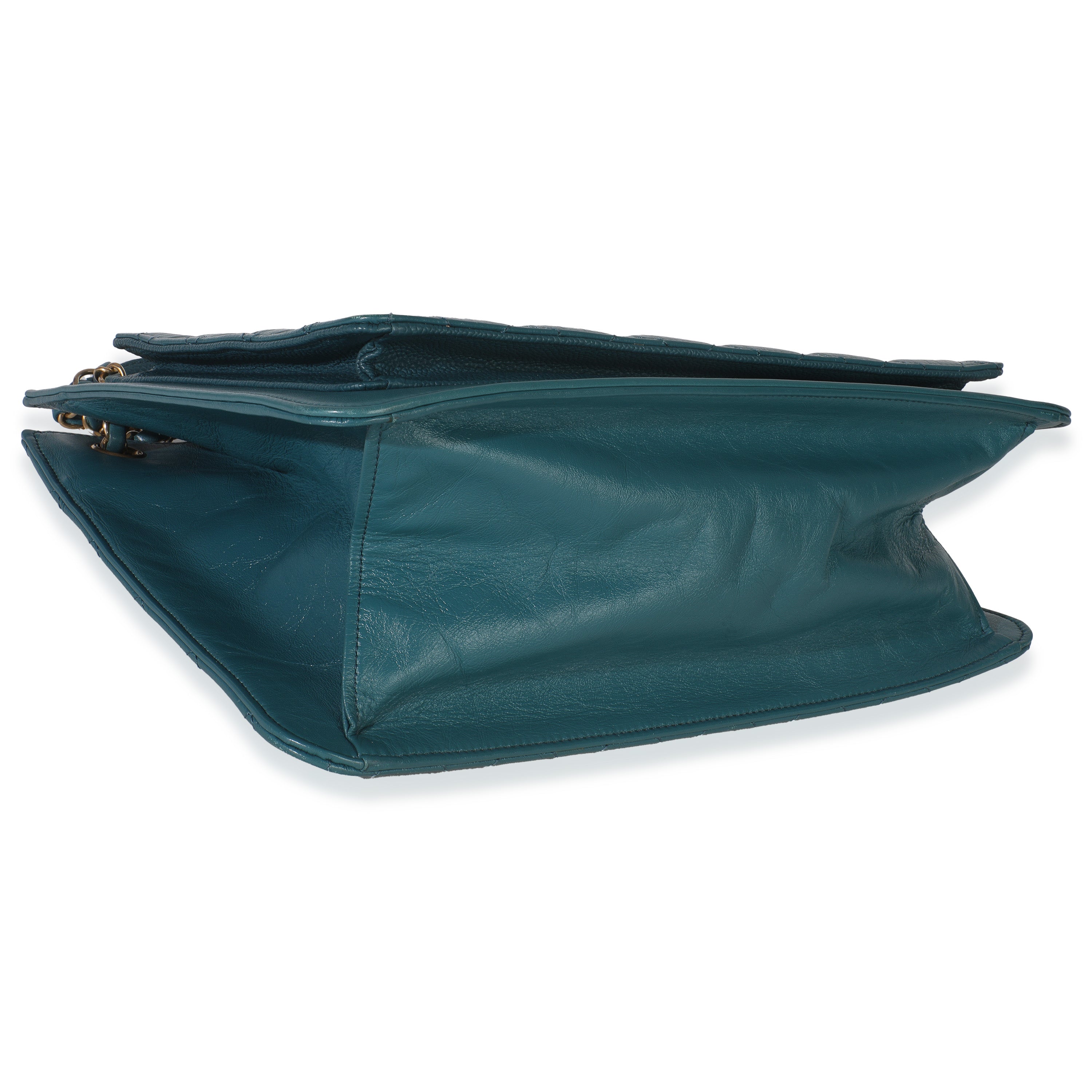 Teal Quilted Calfskin Large Business Affinity Shopping Bag