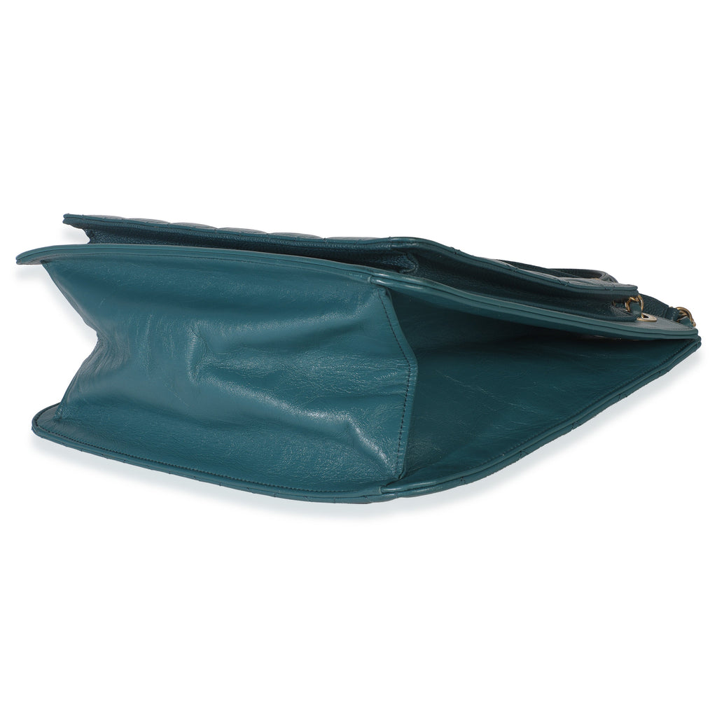 Teal Quilted Calfskin Large Business Affinity Shopping Bag
