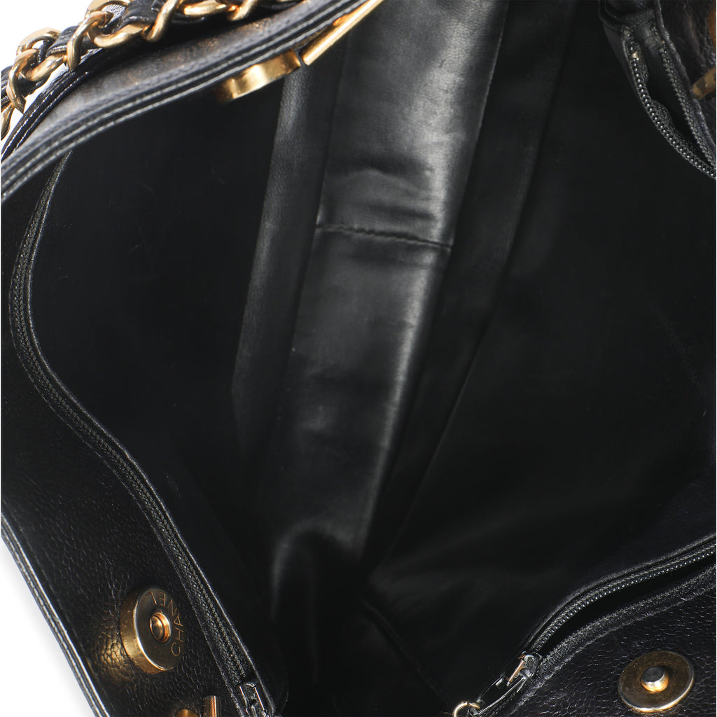 Vintage Black Jumbo CC Caviar Chain Tote