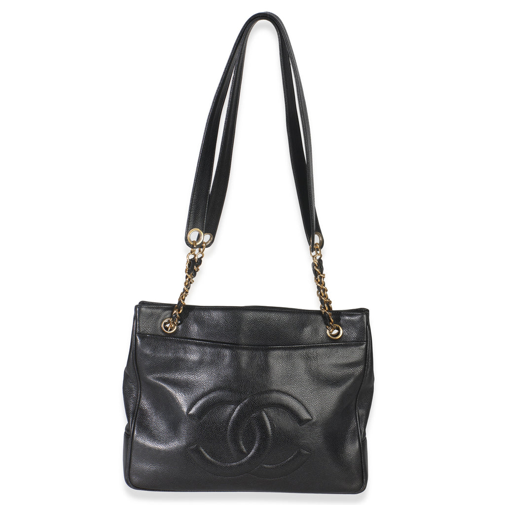 Vintage Black Jumbo CC Caviar Chain Tote