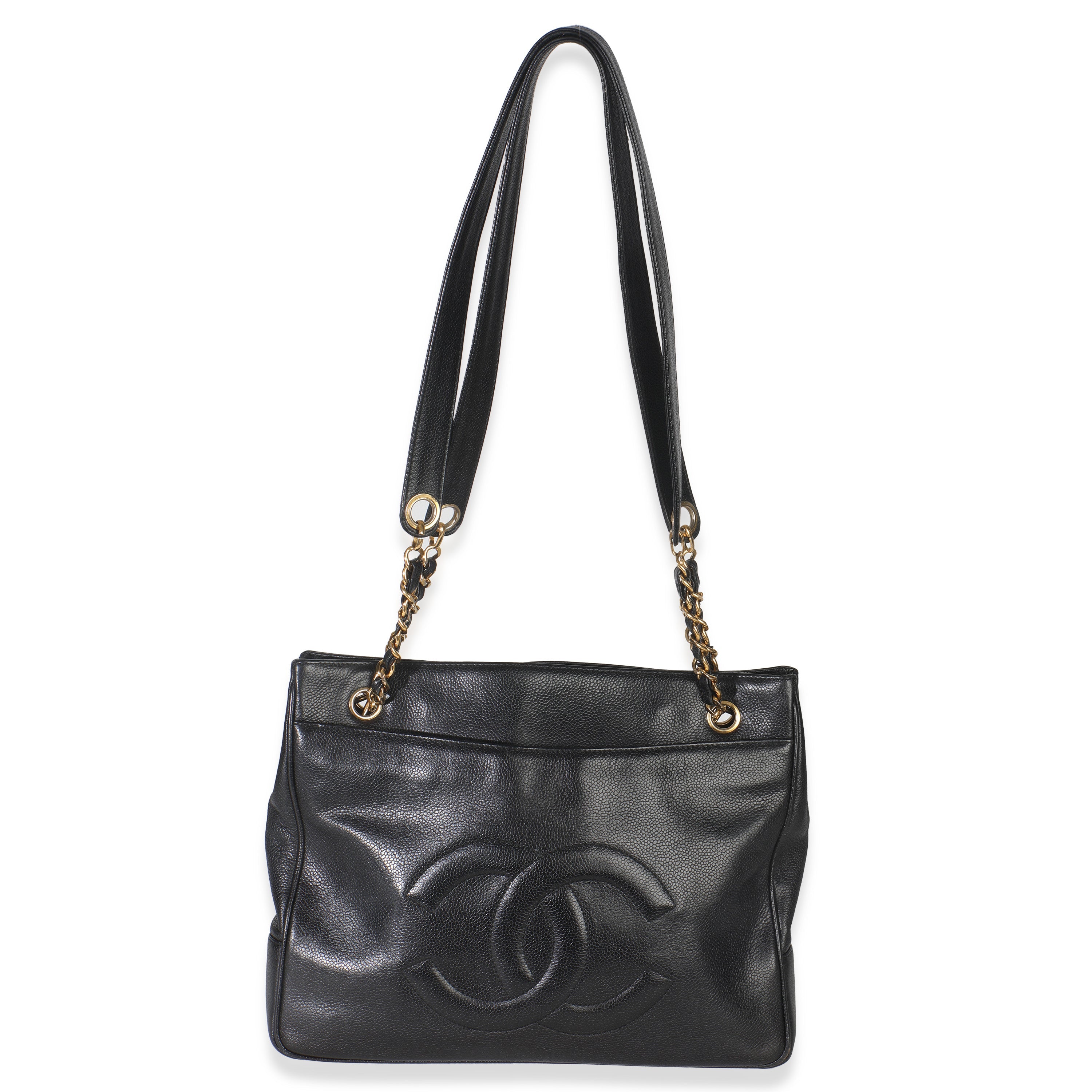 Vintage Black Jumbo CC Caviar Chain Tote