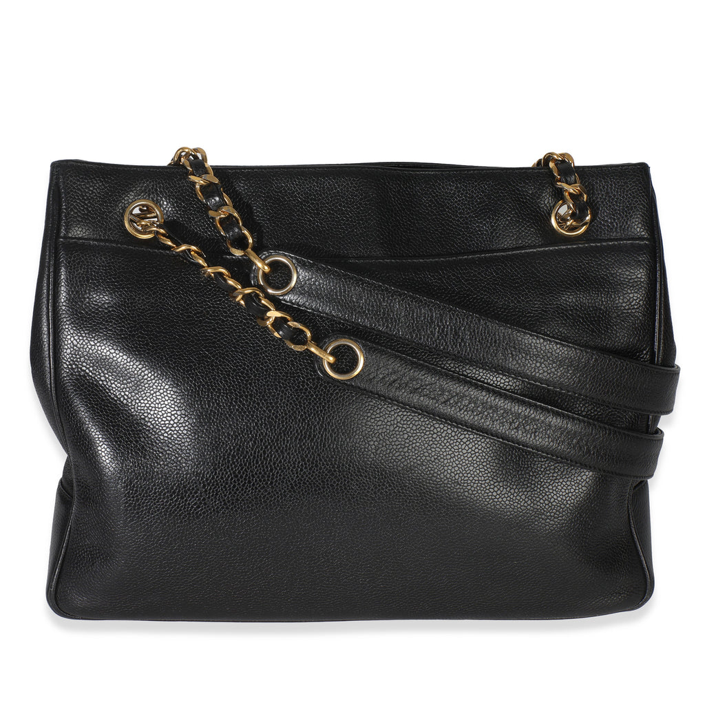 Vintage Black Jumbo CC Caviar Chain Tote
