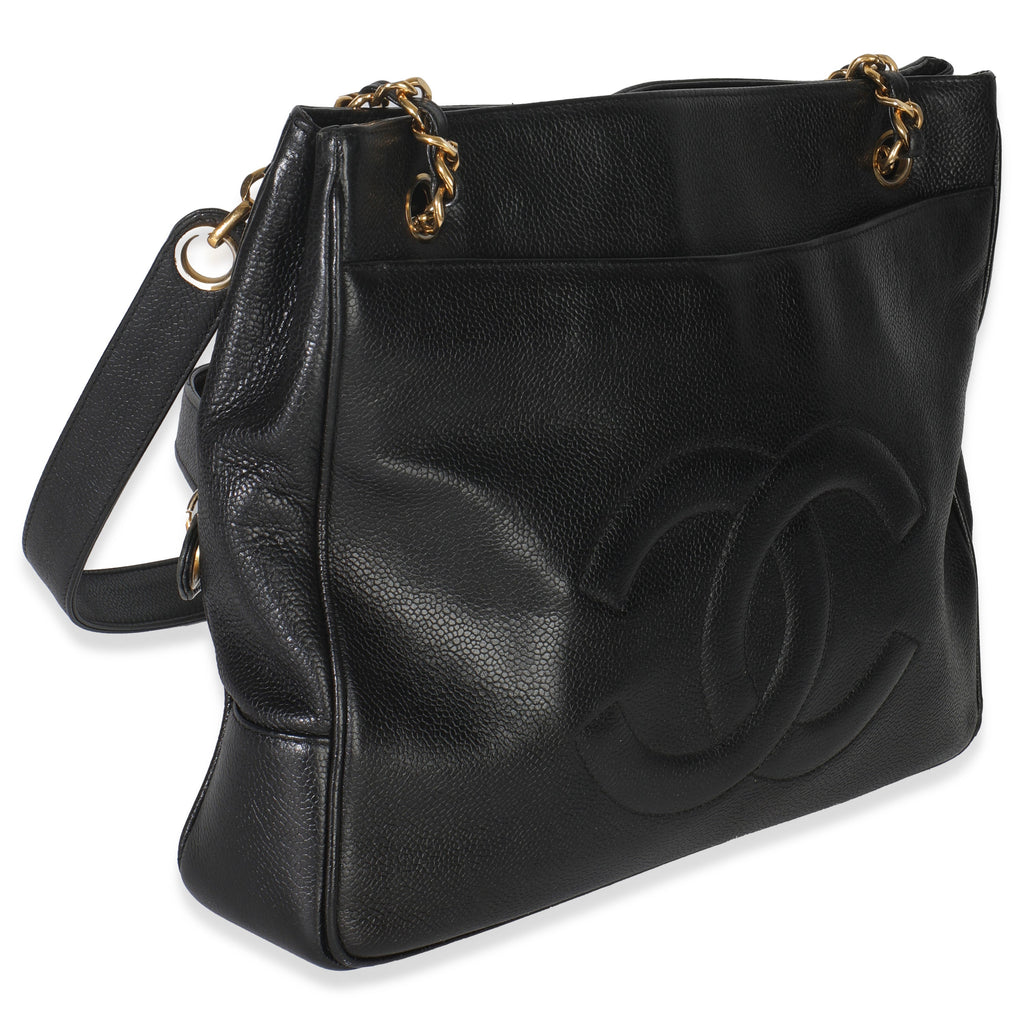 Vintage Black Jumbo CC Caviar Chain Tote