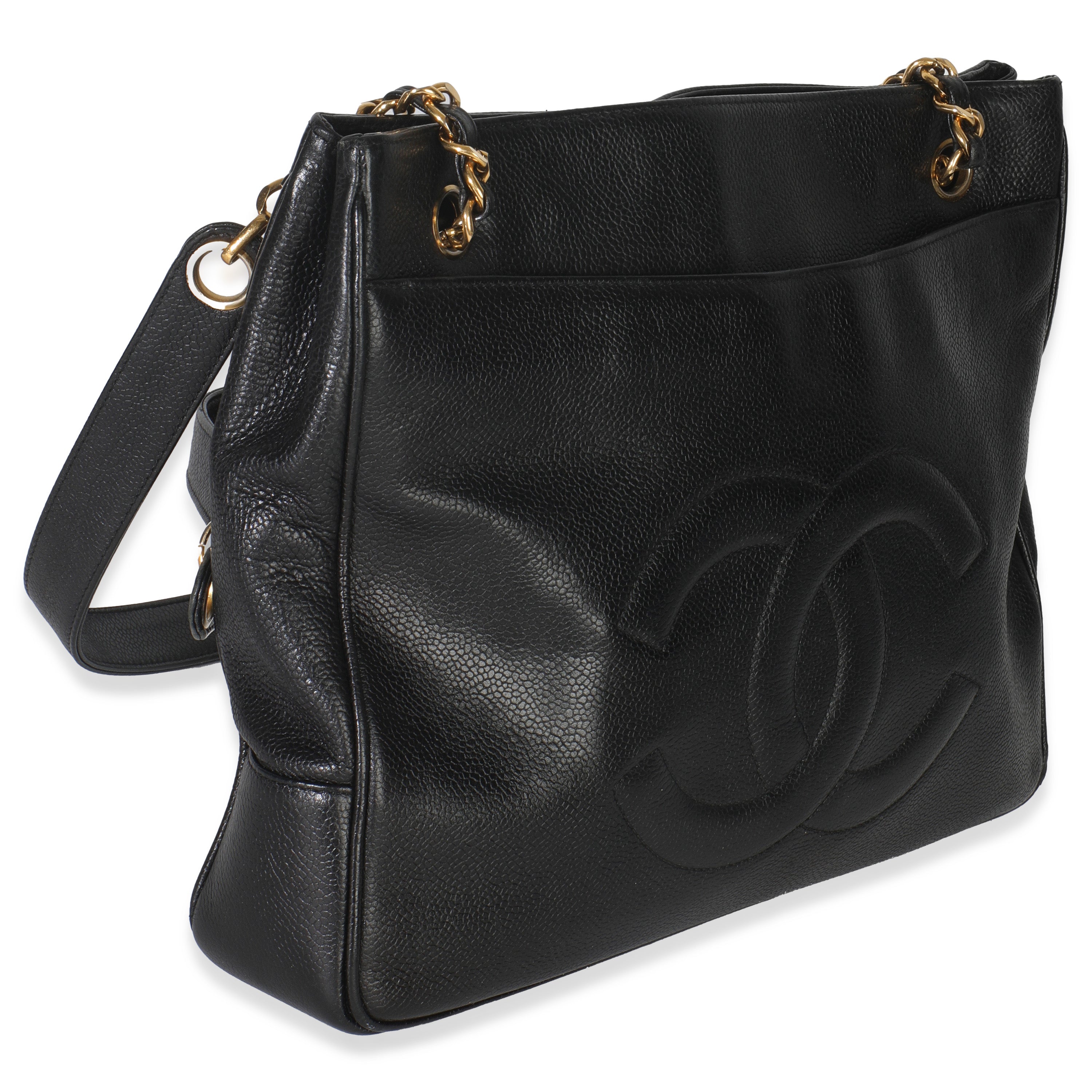 Vintage Black Jumbo CC Caviar Chain Tote