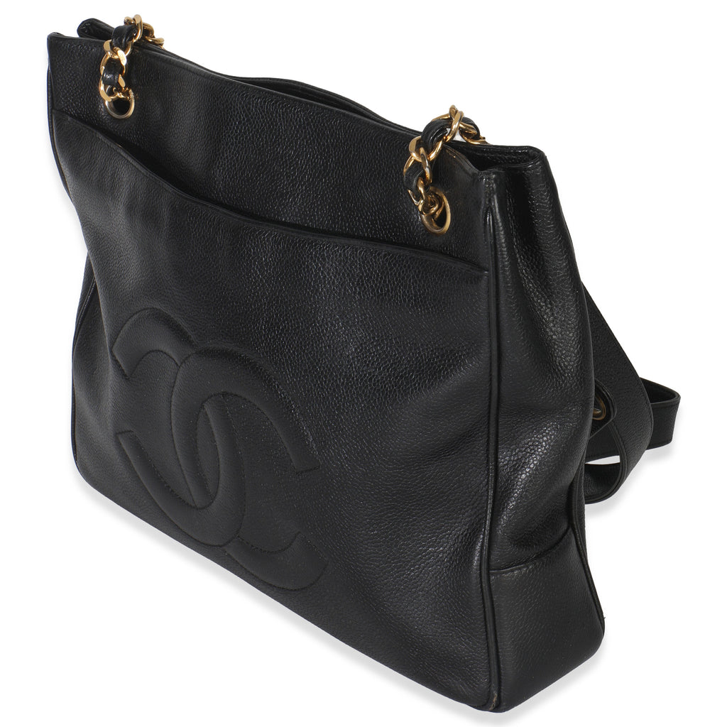 Vintage Black Jumbo CC Caviar Chain Tote