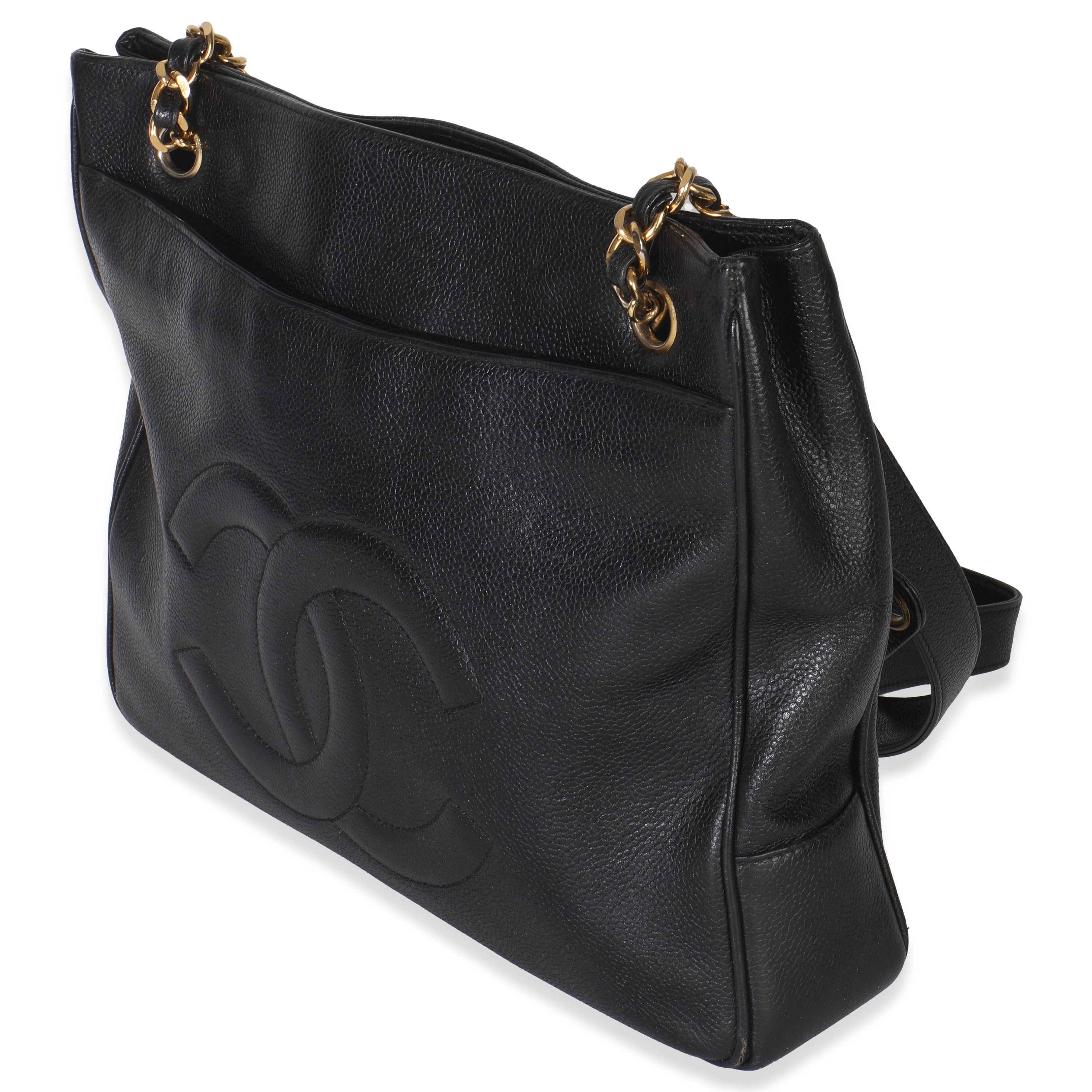 Vintage Black Jumbo CC Caviar Chain Tote