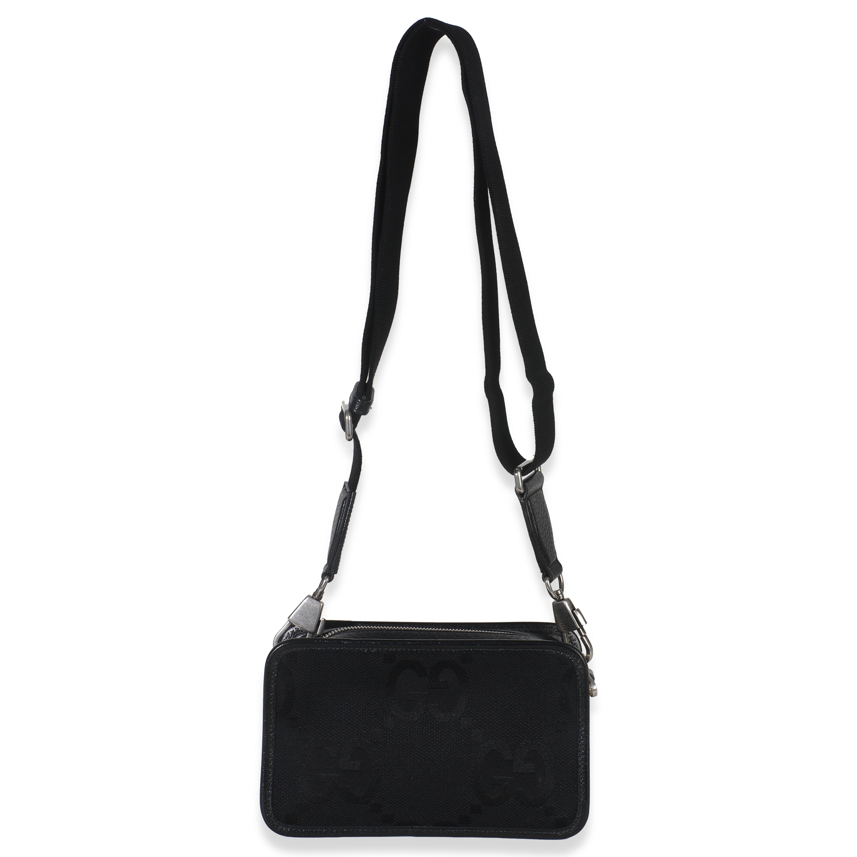 Black Jumbo GG Canvas Messenger Bag
