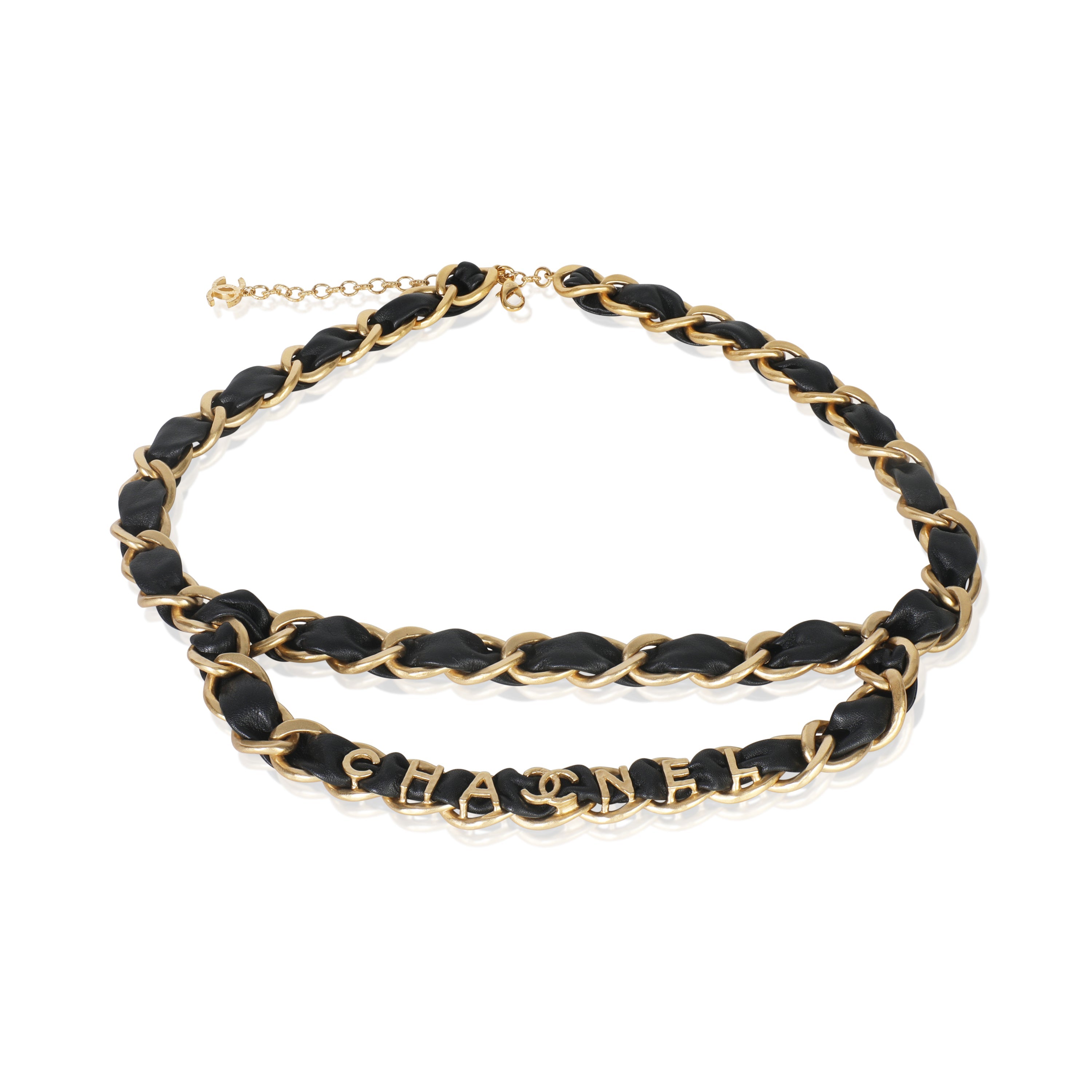 Gold-Plated  2020 Leather Chain Link Belt