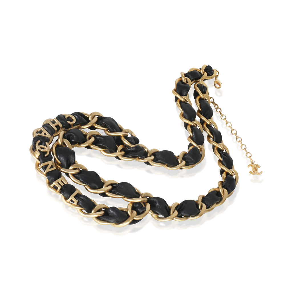 Gold-Plated  2020 Leather Chain Link Belt
