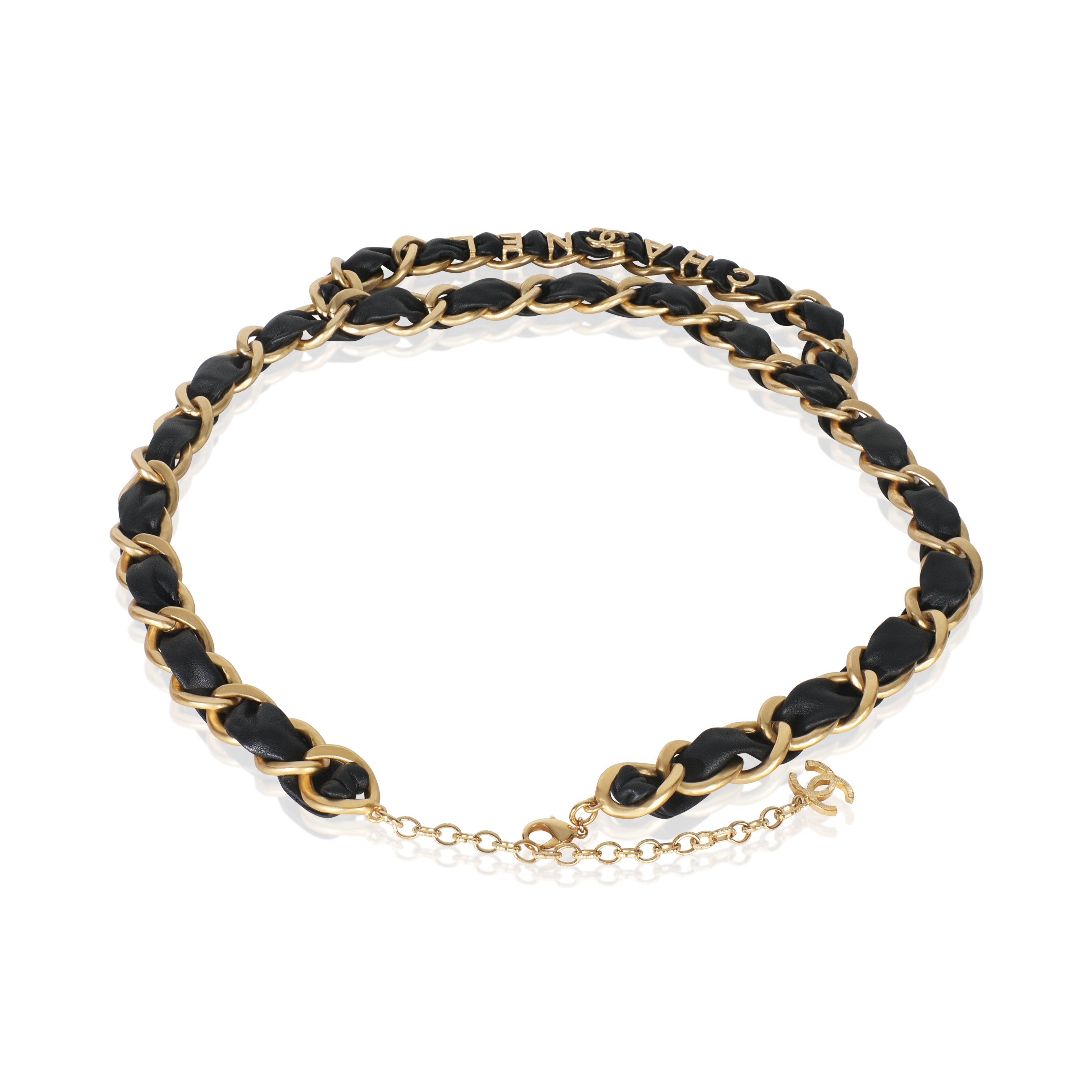 Gold-Plated  2020 Leather Chain Link Belt