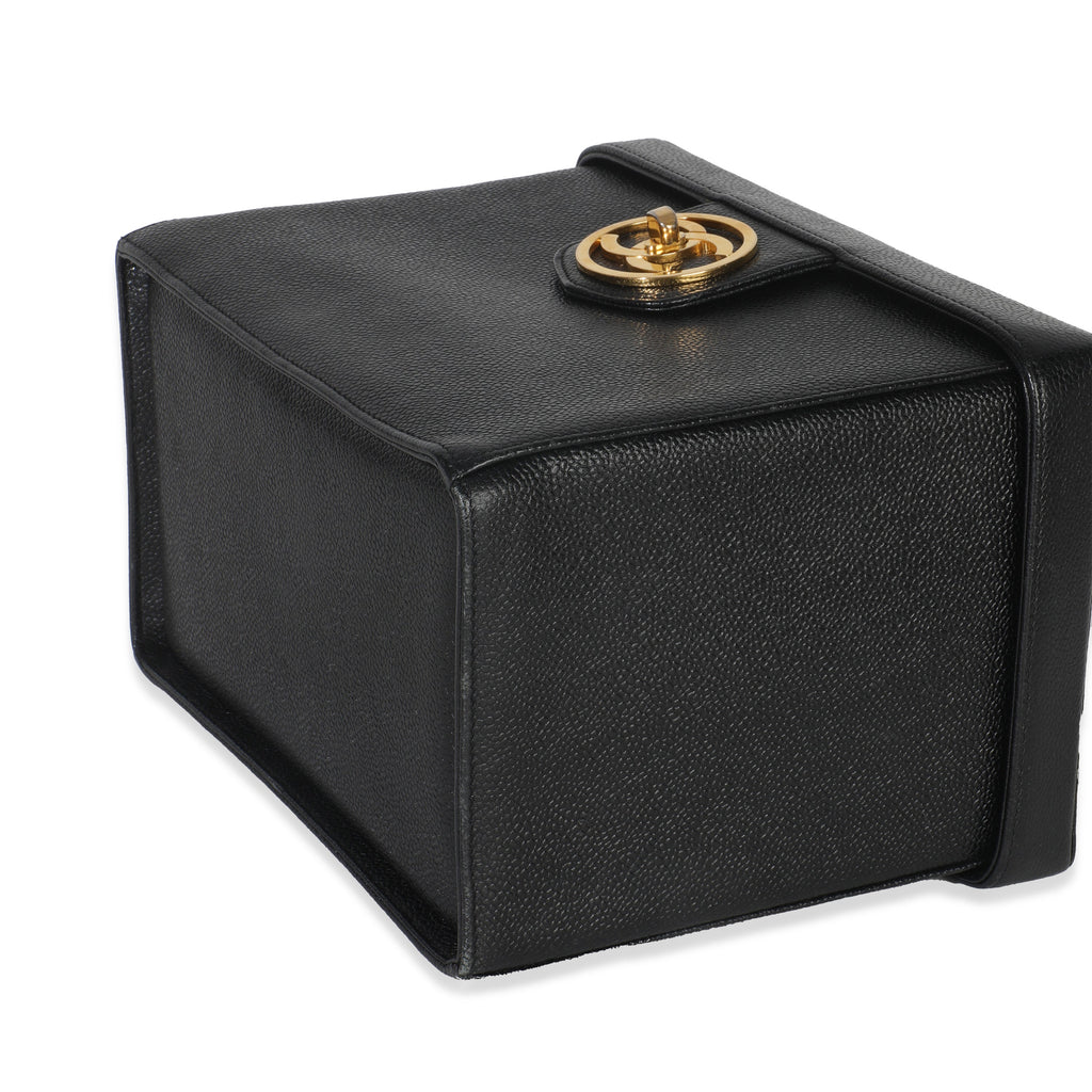 24K Vintage Black Caviar Vanity Box Train Case