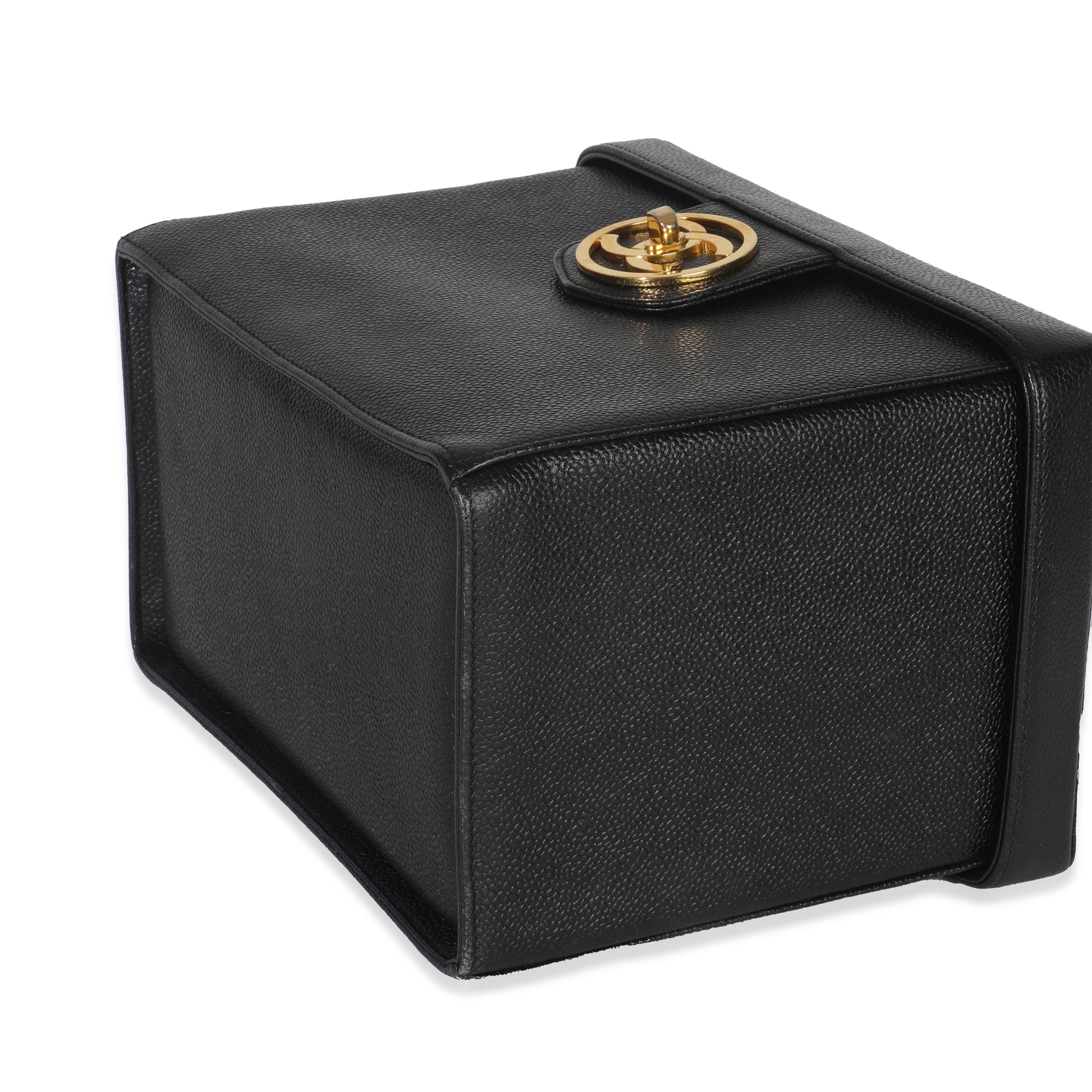 24K Vintage Black Caviar Vanity Box Train Case