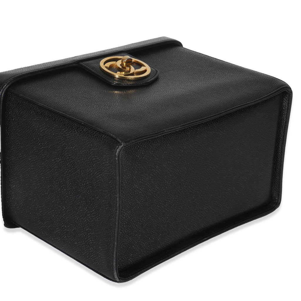 24K Vintage Black Caviar Vanity Box Train Case