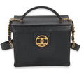 24K Vintage Black Caviar Vanity Box Train Case