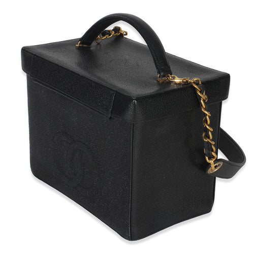 24K Vintage Black Caviar Vanity Box Train Case