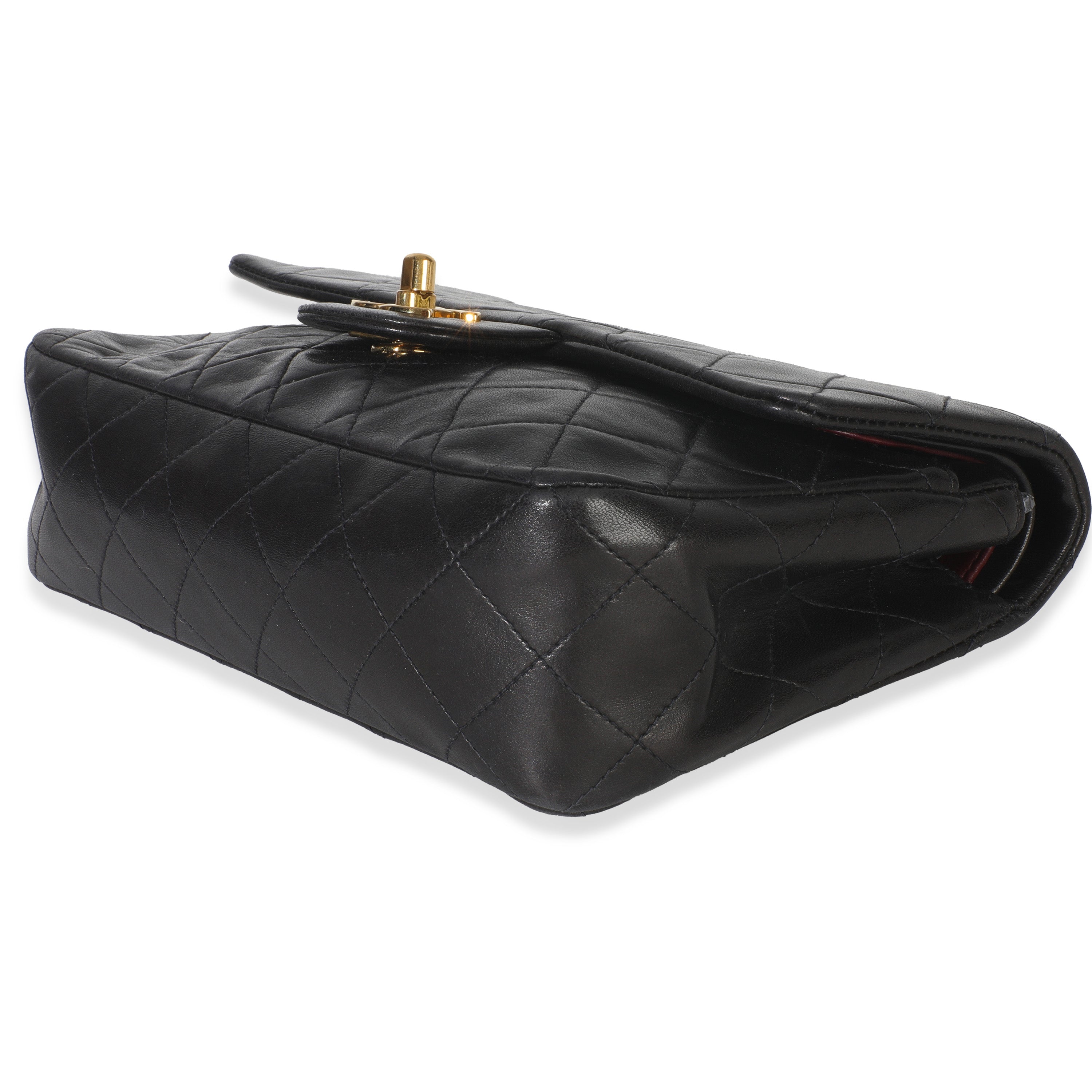 24k Vintage Black Quilted Medium Classic Double Flap Bag