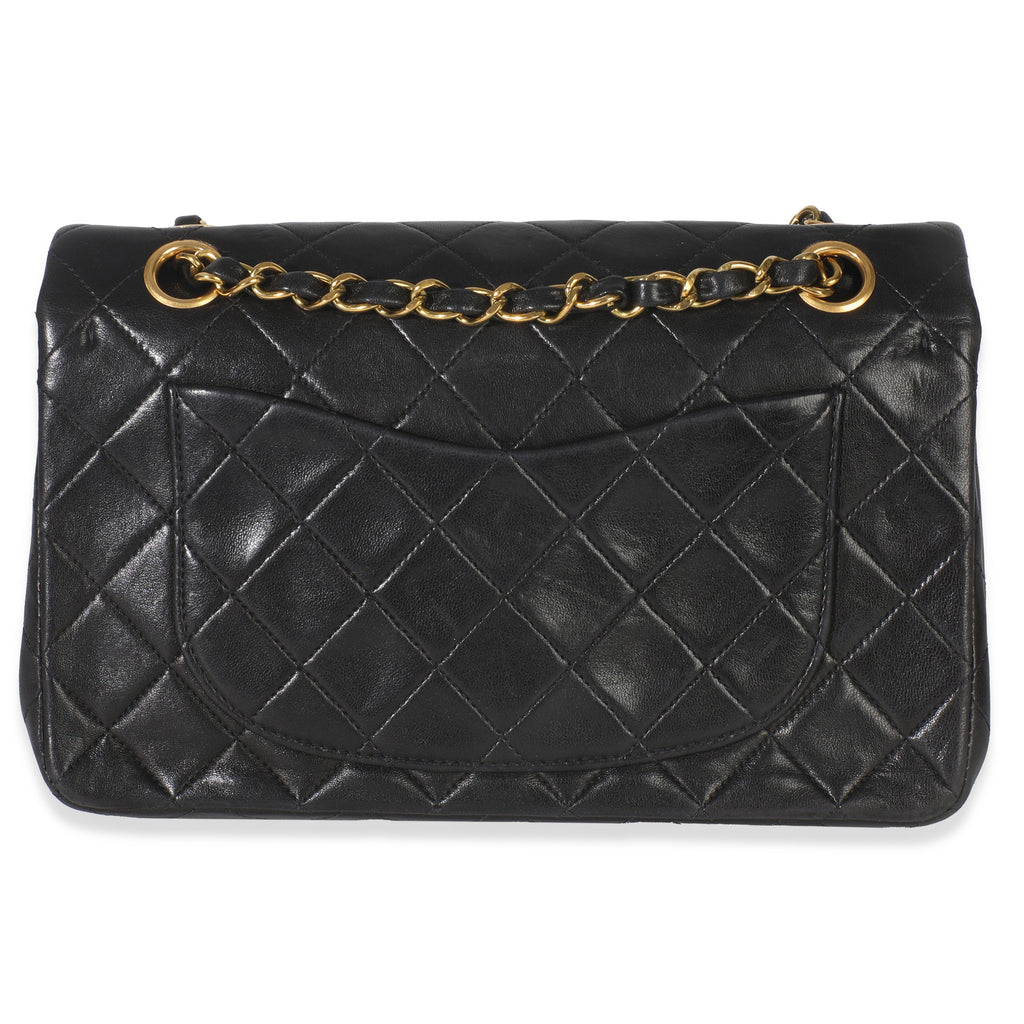 24k Vintage Black Quilted Medium Classic Double Flap Bag