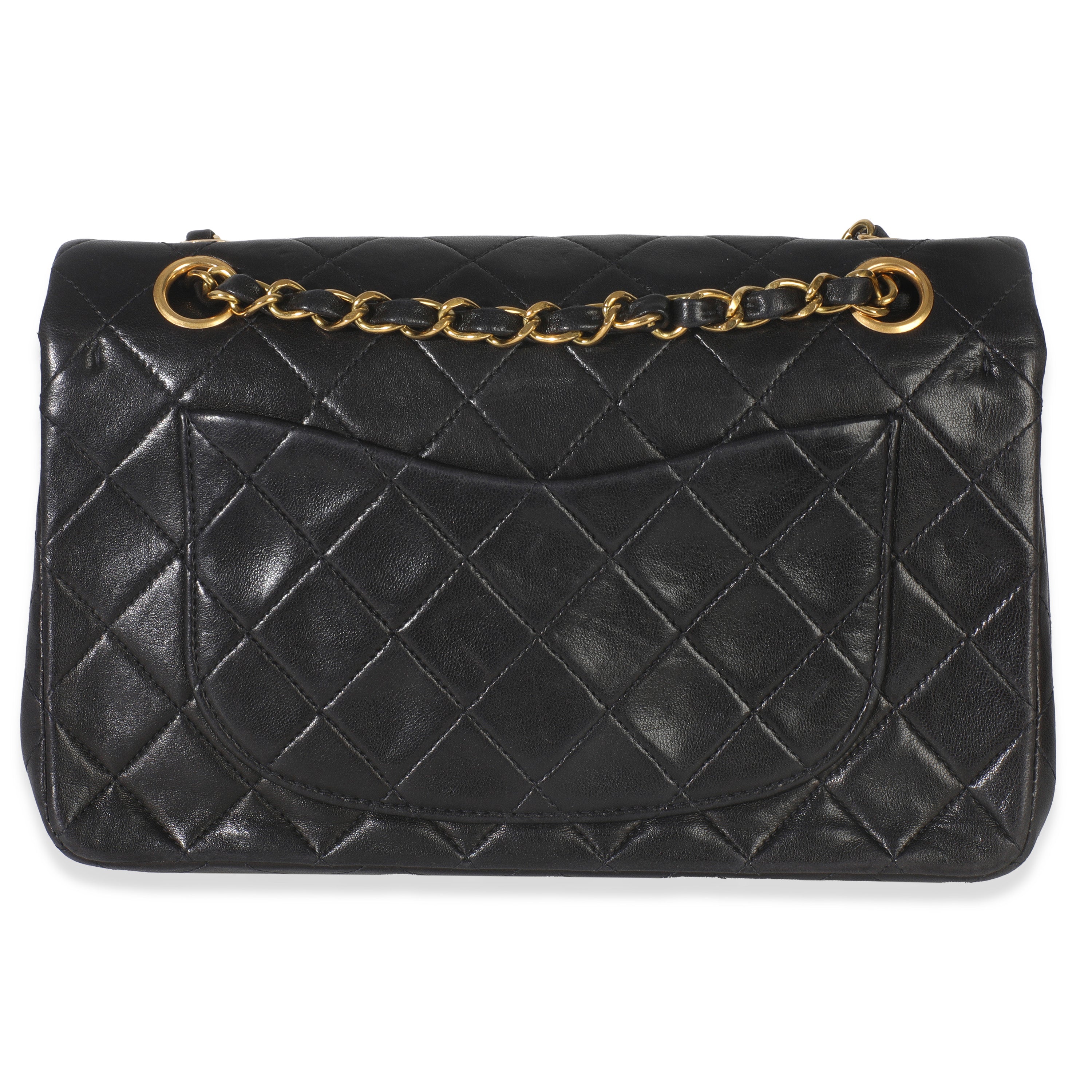 24k Vintage Black Quilted Medium Classic Double Flap Bag