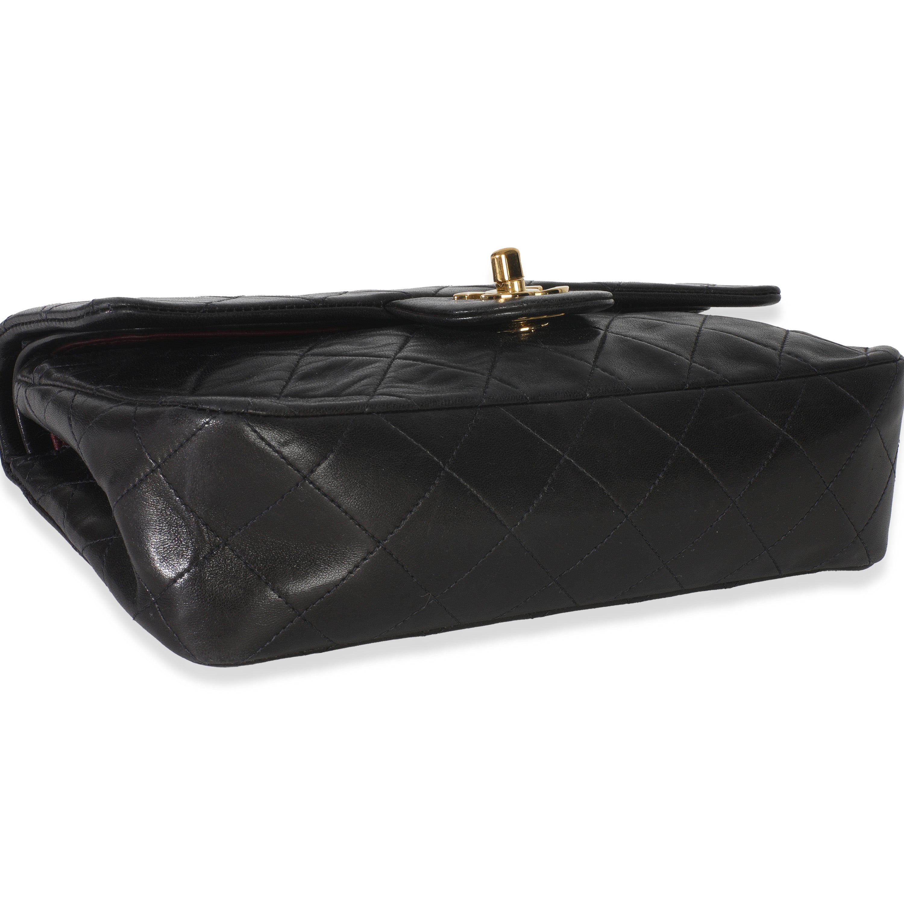 24k Vintage Black Quilted Medium Classic Double Flap Bag