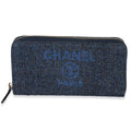 Blue Metallic Lurex Canvas Deauville Zip Around Wallet