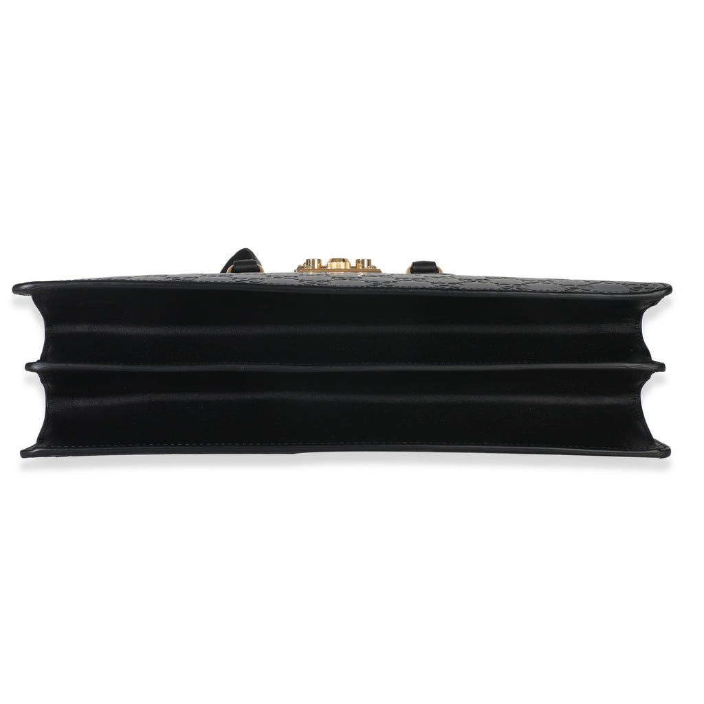 Black Guccissima Leather Medium Padlock Convertible Tote