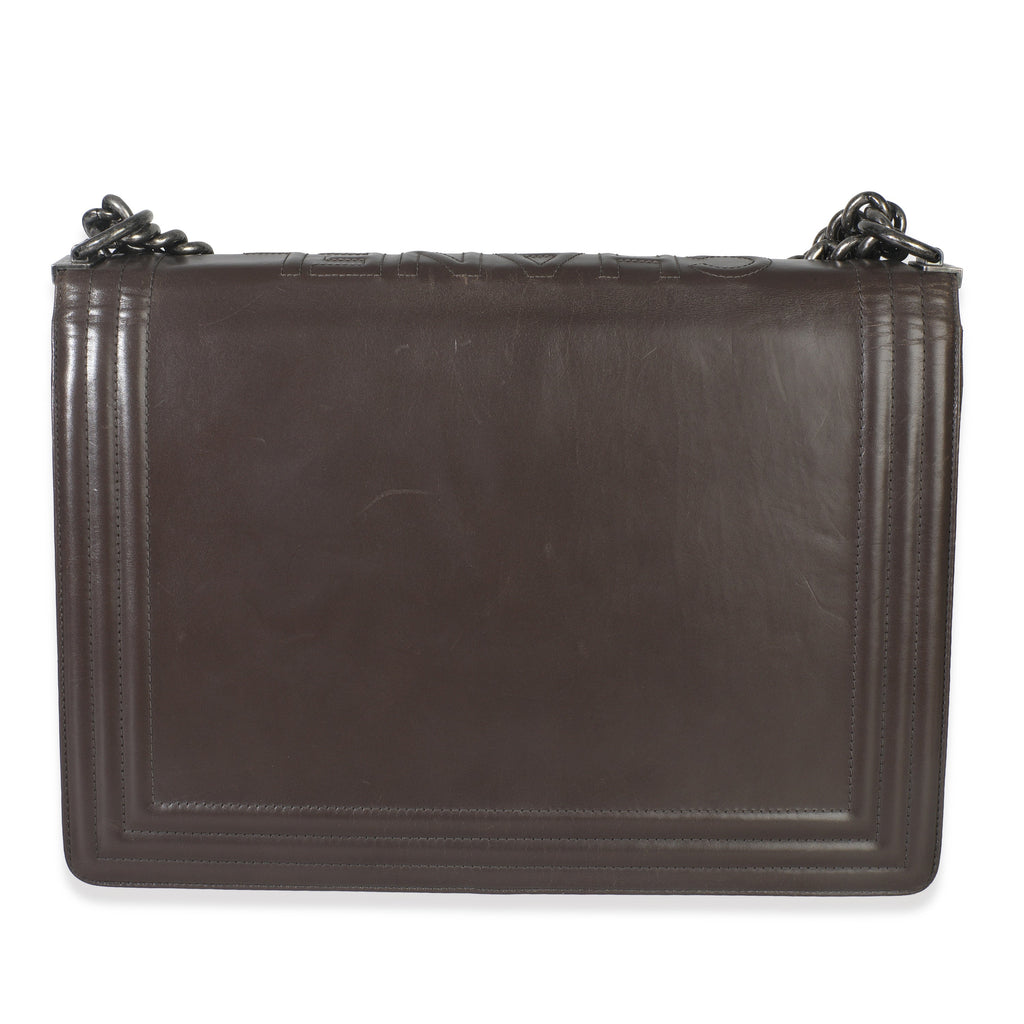 Dark Grey Smooth Calfskin XL Reverso Boy Bag