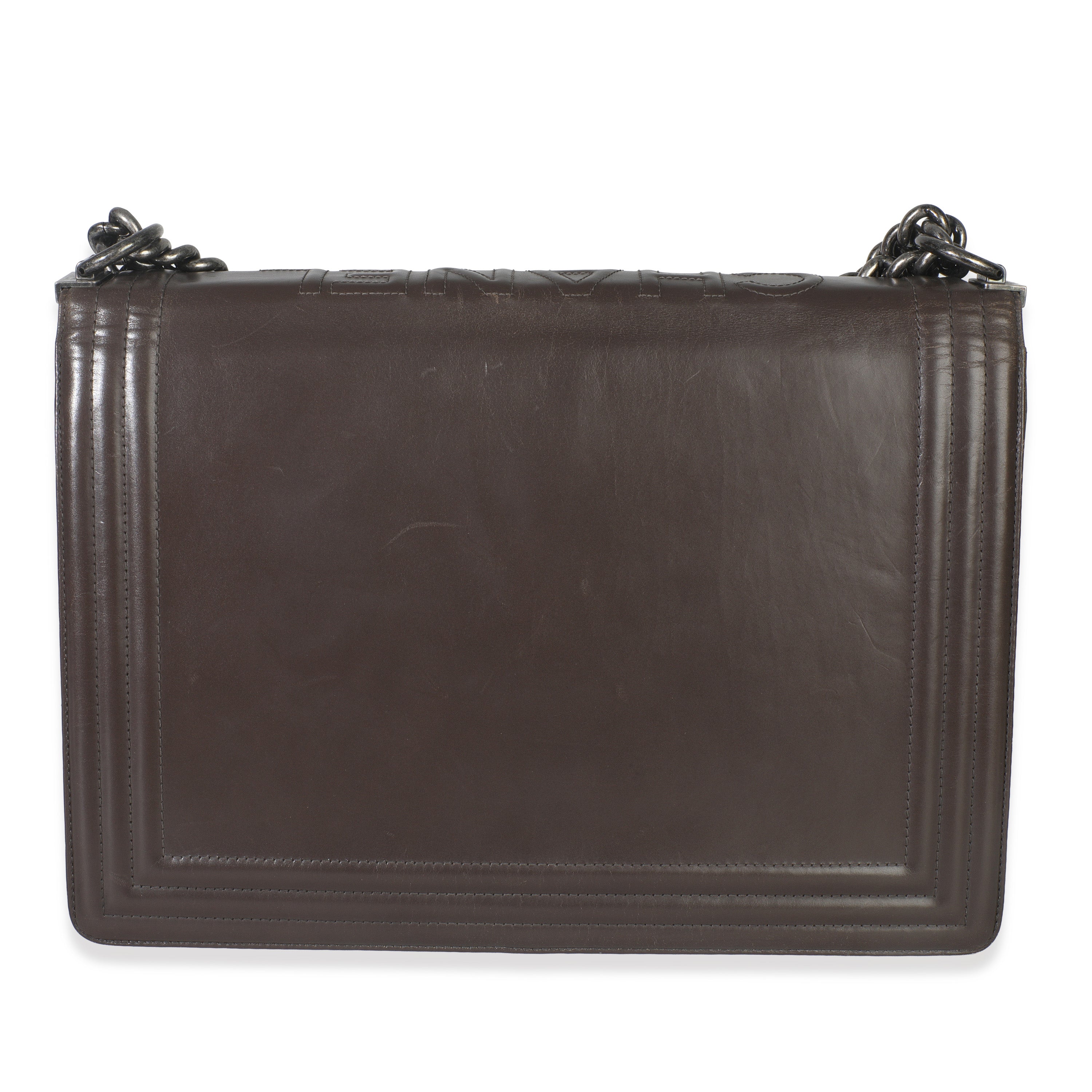 Dark Grey Smooth Calfskin XL Reverso Boy Bag
