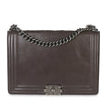 Dark Grey Smooth Calfskin XL Reverso Boy Bag