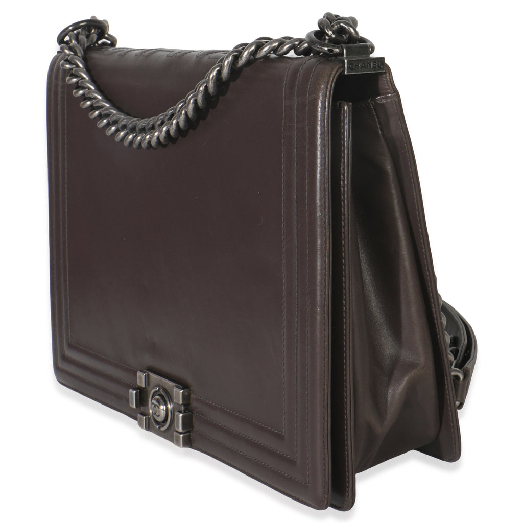 Dark Grey Smooth Calfskin XL Reverso Boy Bag