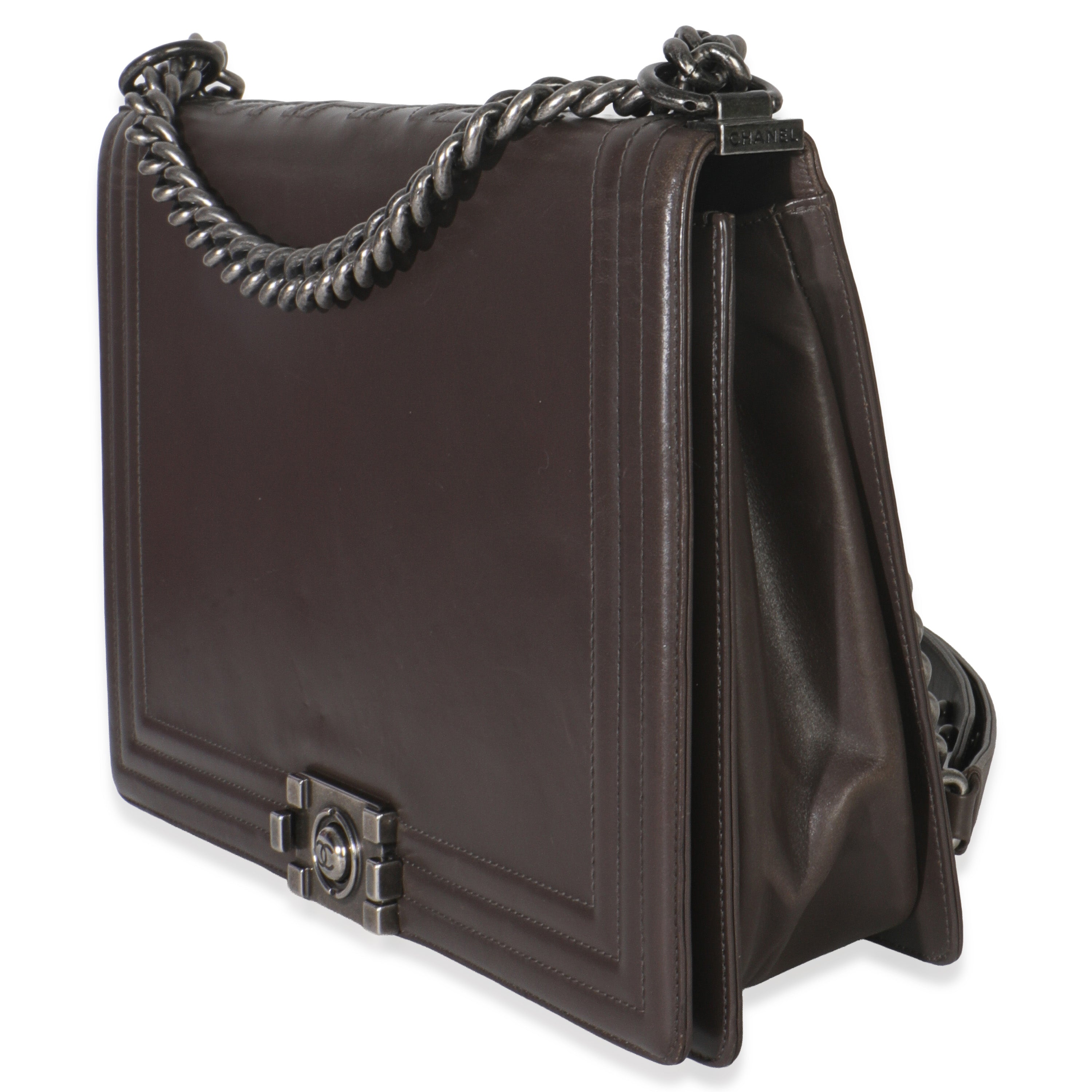 Dark Grey Smooth Calfskin XL Reverso Boy Bag