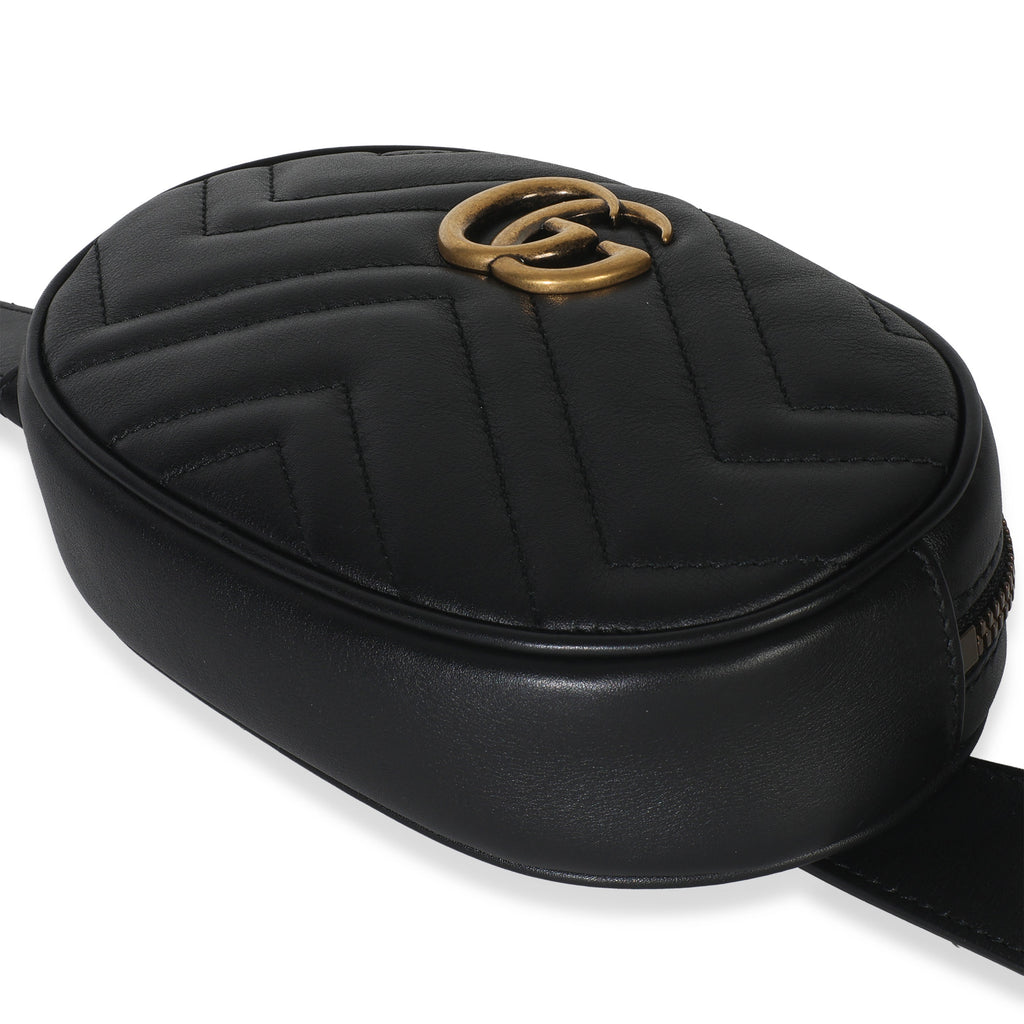 Black Matelasse Calfskin GG Marmont Belt Bag 75/30