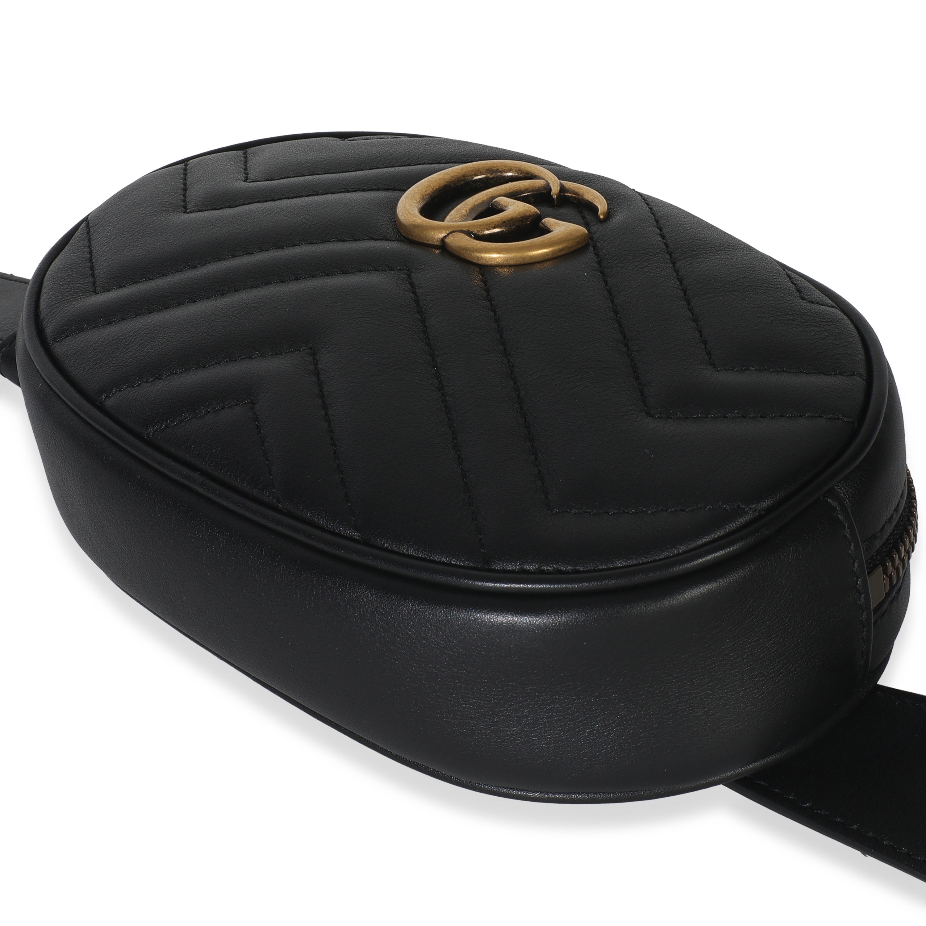 Black Matelasse Calfskin GG Marmont Belt Bag 75/30