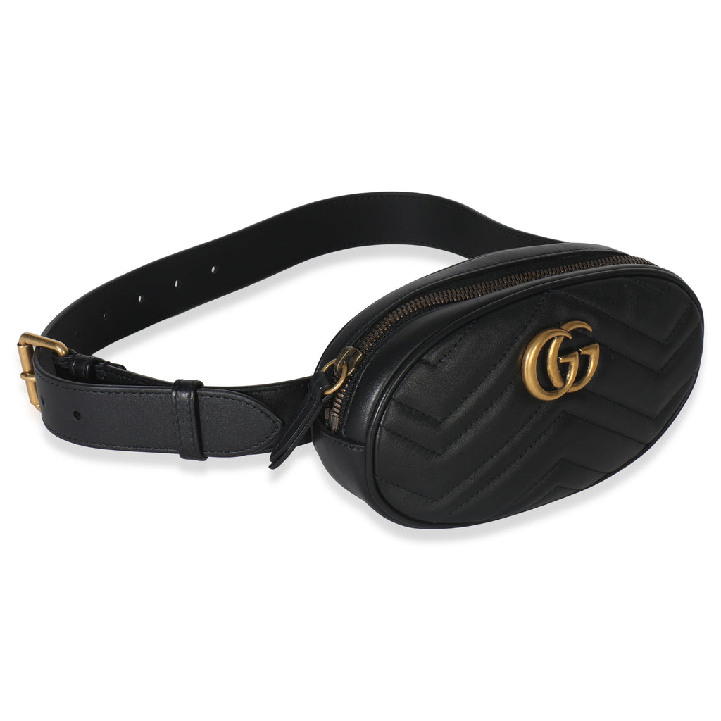 Black Matelasse Calfskin GG Marmont Belt Bag 75/30