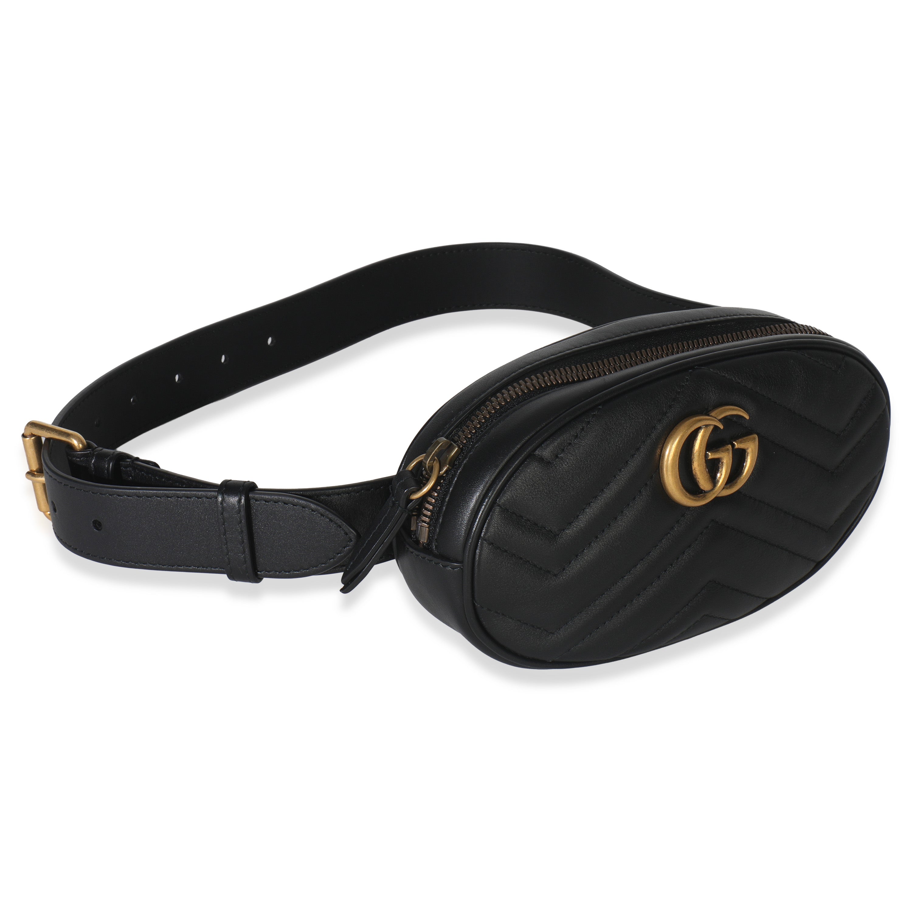 Black Matelasse Calfskin GG Marmont Belt Bag 75/30