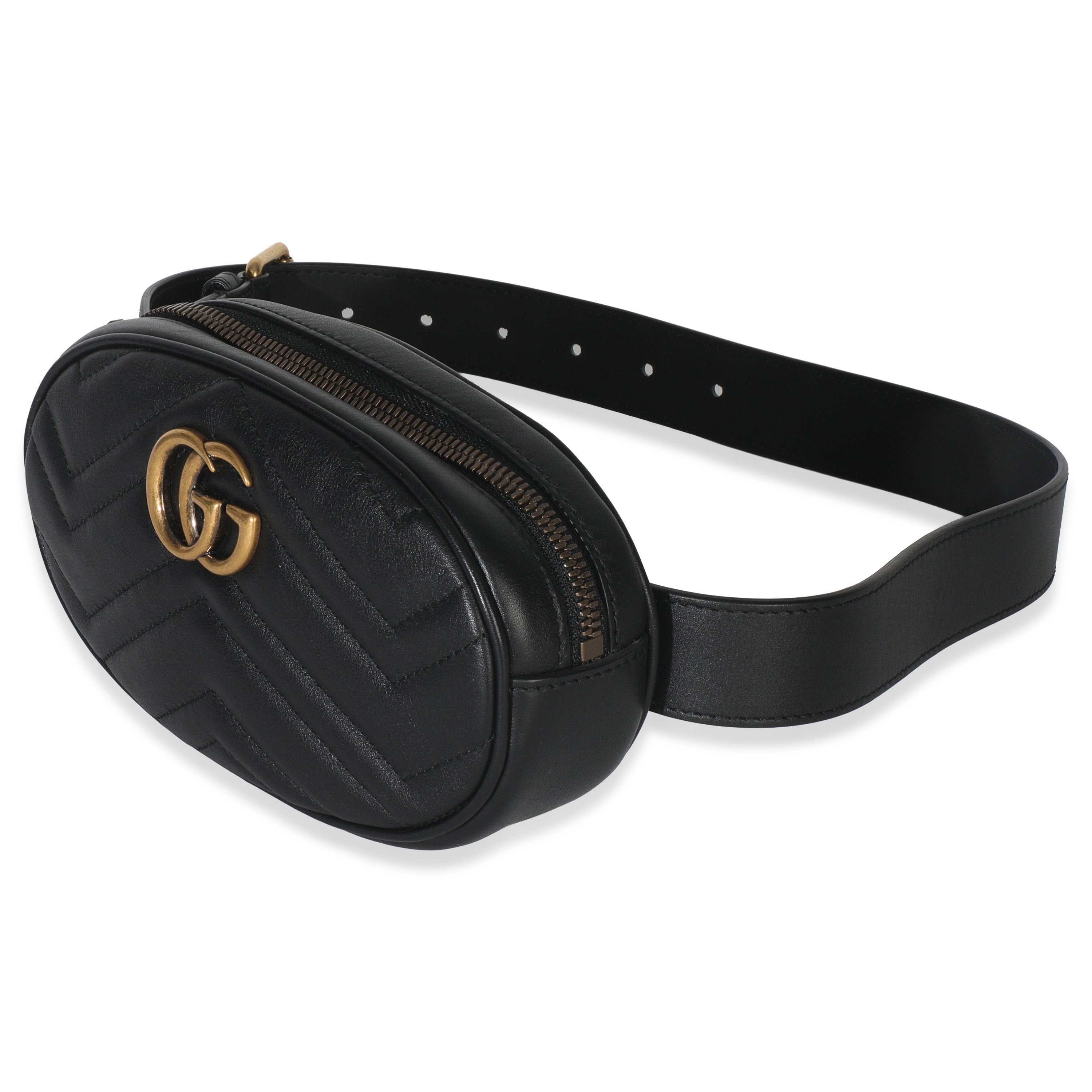 Black Matelasse Calfskin GG Marmont Belt Bag 75/30