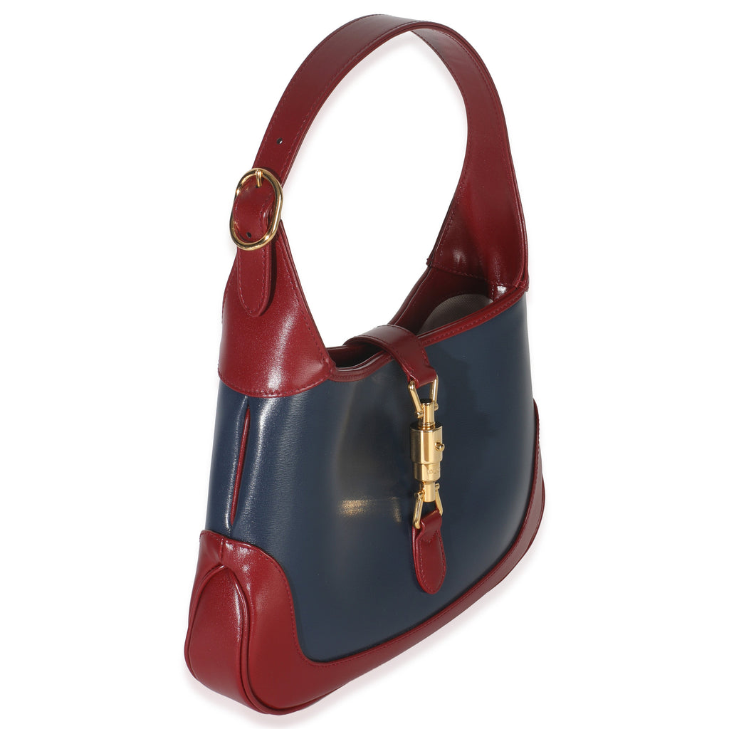 Red Blue Boarded Dyana Lux Calfskin Bi-Color Small Jackie 1961 Hobo