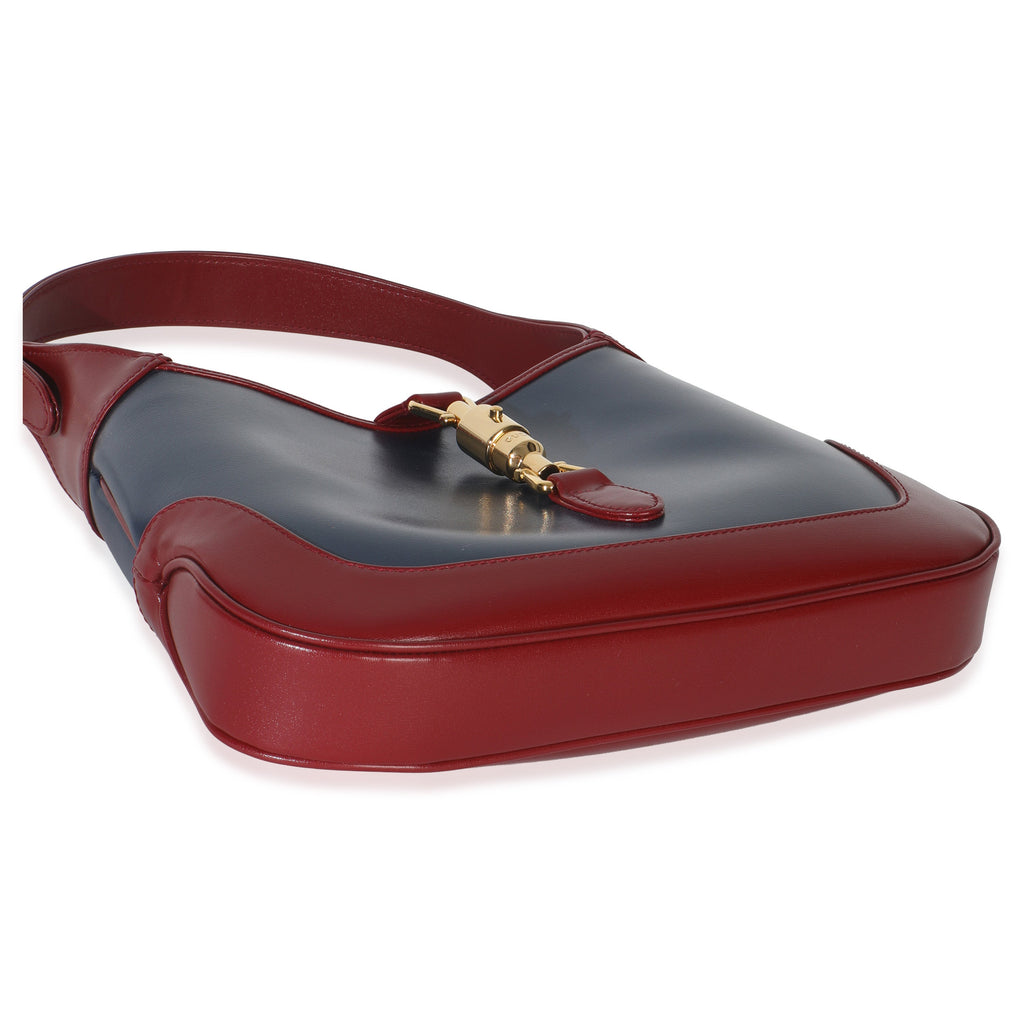 Red Blue Boarded Dyana Lux Calfskin Bi-Color Small Jackie 1961 Hobo