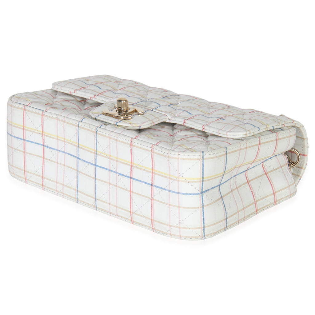 White Multicolor Calfskin Tweed Print Mini Rectangular Flap Bag