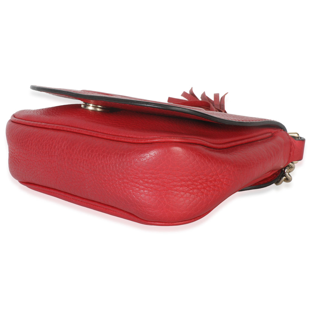 Red Pebbled Calfskin Interlocking G Small Soho Flap Bag
