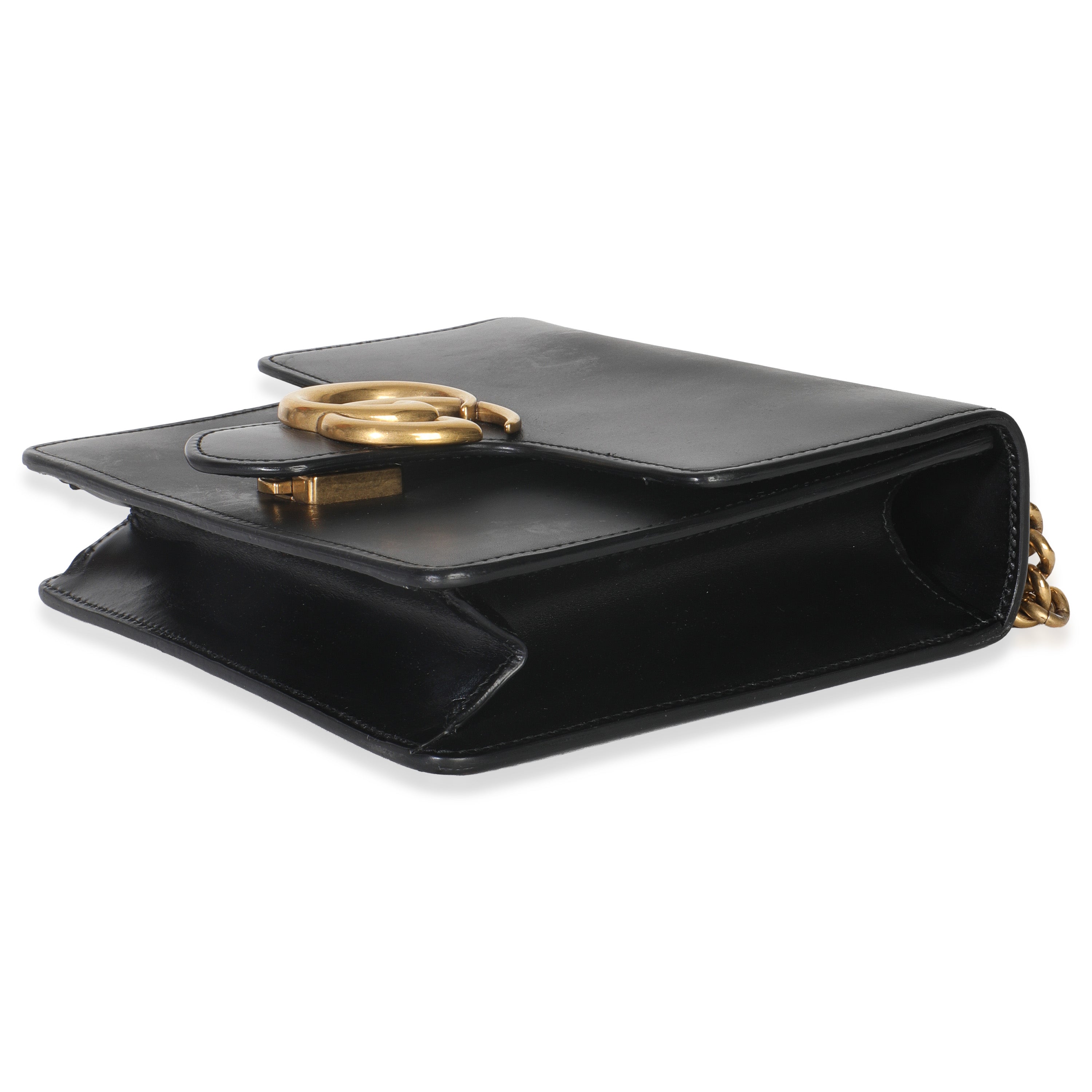 Black Smooth Calfskin Small GG Marmont Chain Bag