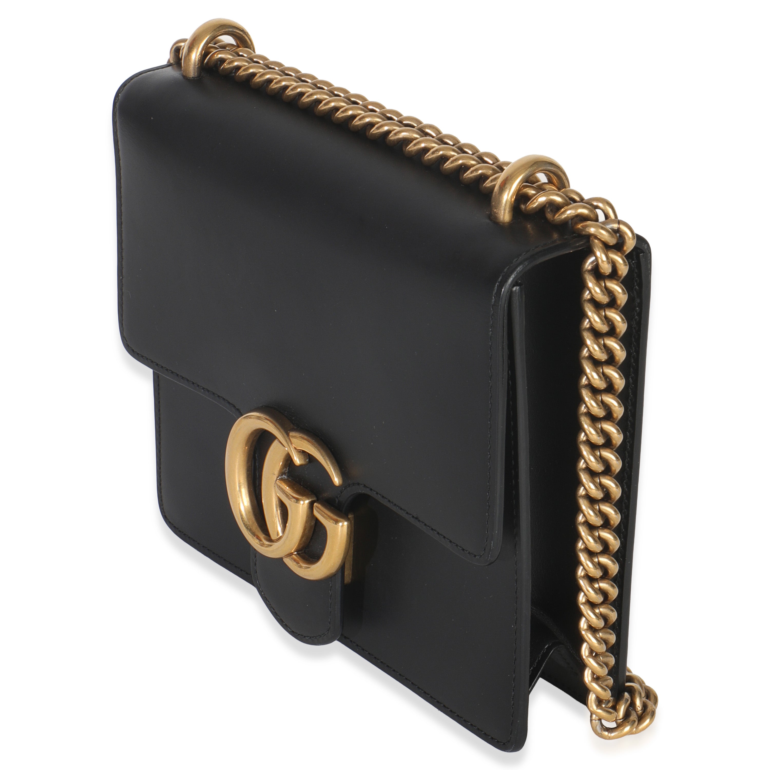 Black Smooth Calfskin Small GG Marmont Chain Bag