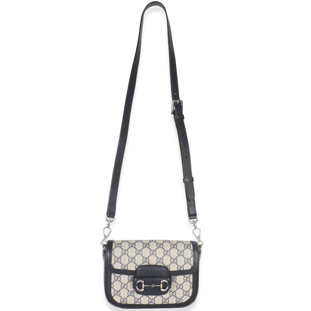Navy GG Supreme Monogram Web Horsebit 1955 Mini Bag