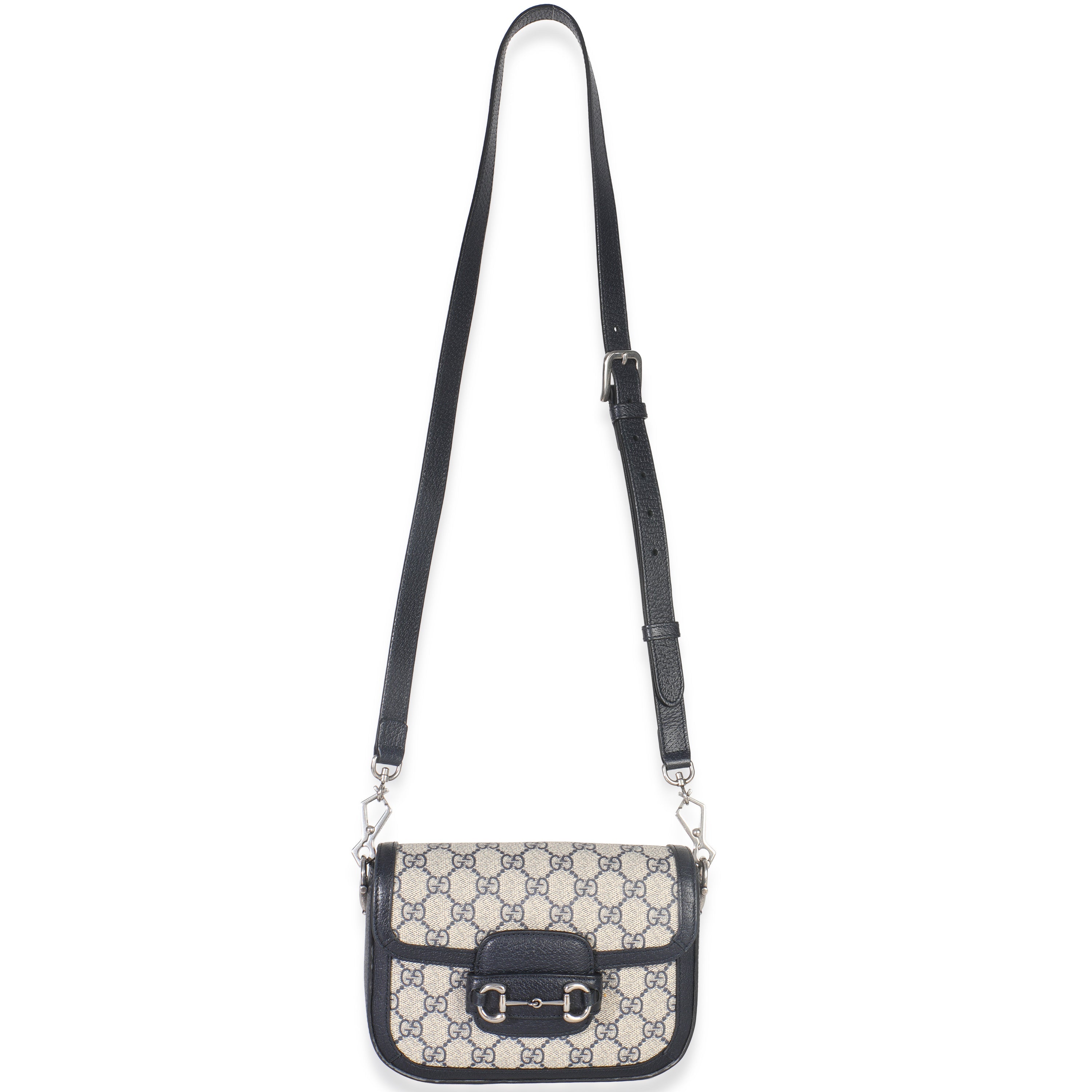 Navy GG Supreme Monogram Web Horsebit 1955 Mini Bag