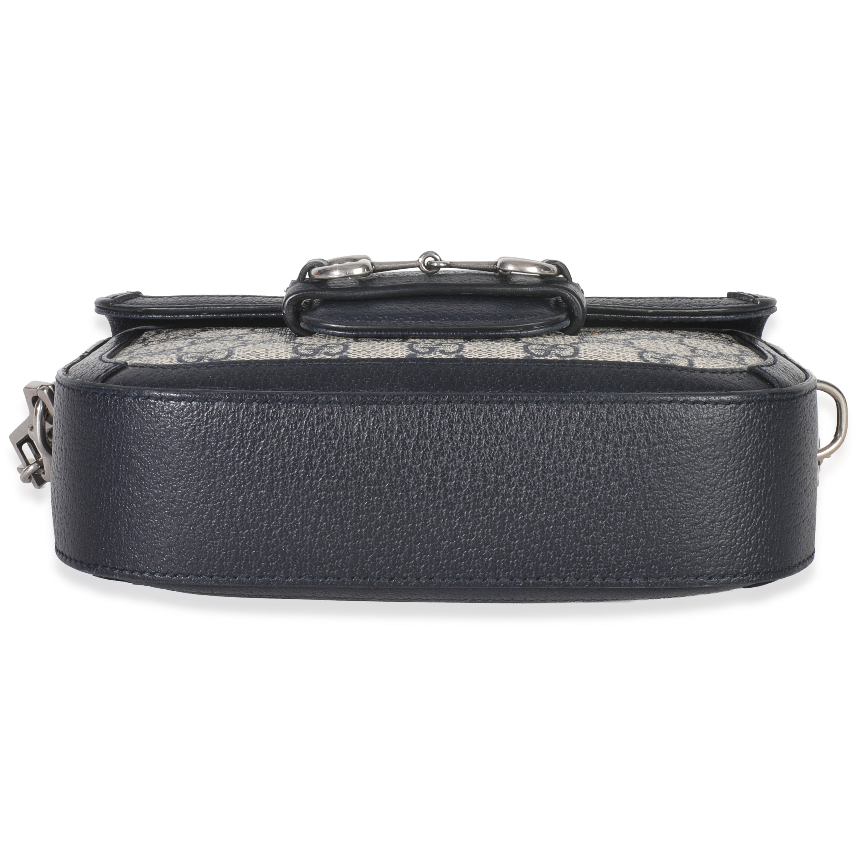 Navy GG Supreme Monogram Web Horsebit 1955 Mini Bag